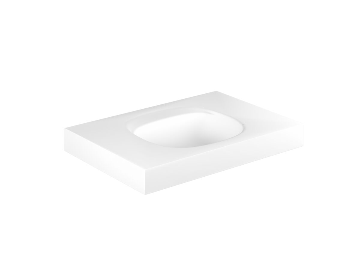 Reece Kado Lussi 700mm Centre Bowl Wall Basin Rear Shelf With Overflow 1 Taphole Matte White Solid Surface