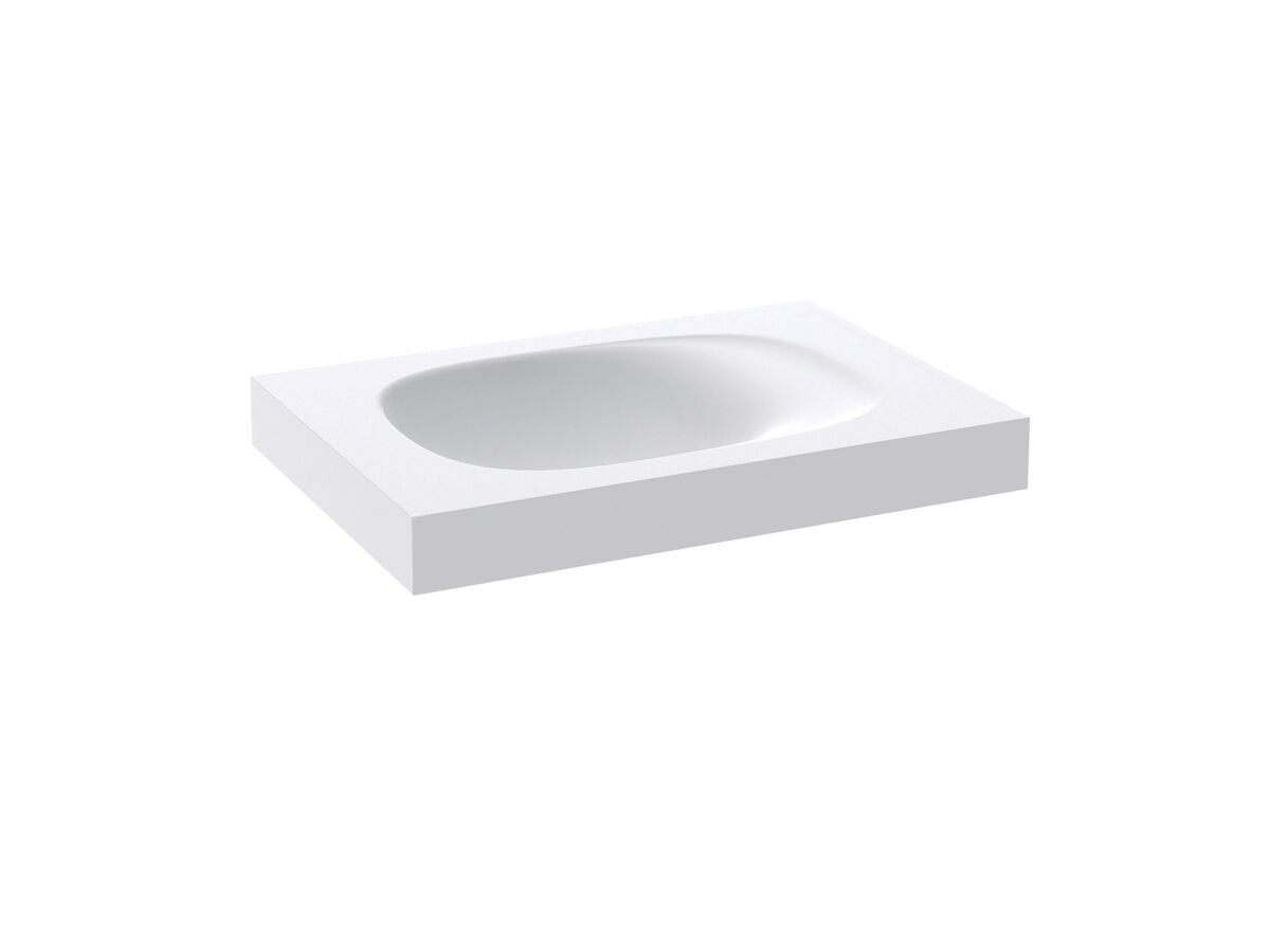 Reece Kado Lussi 700mm Left Hand Wall Basin Side Shelf With Overflow No Taphole Matte White Solid Surface