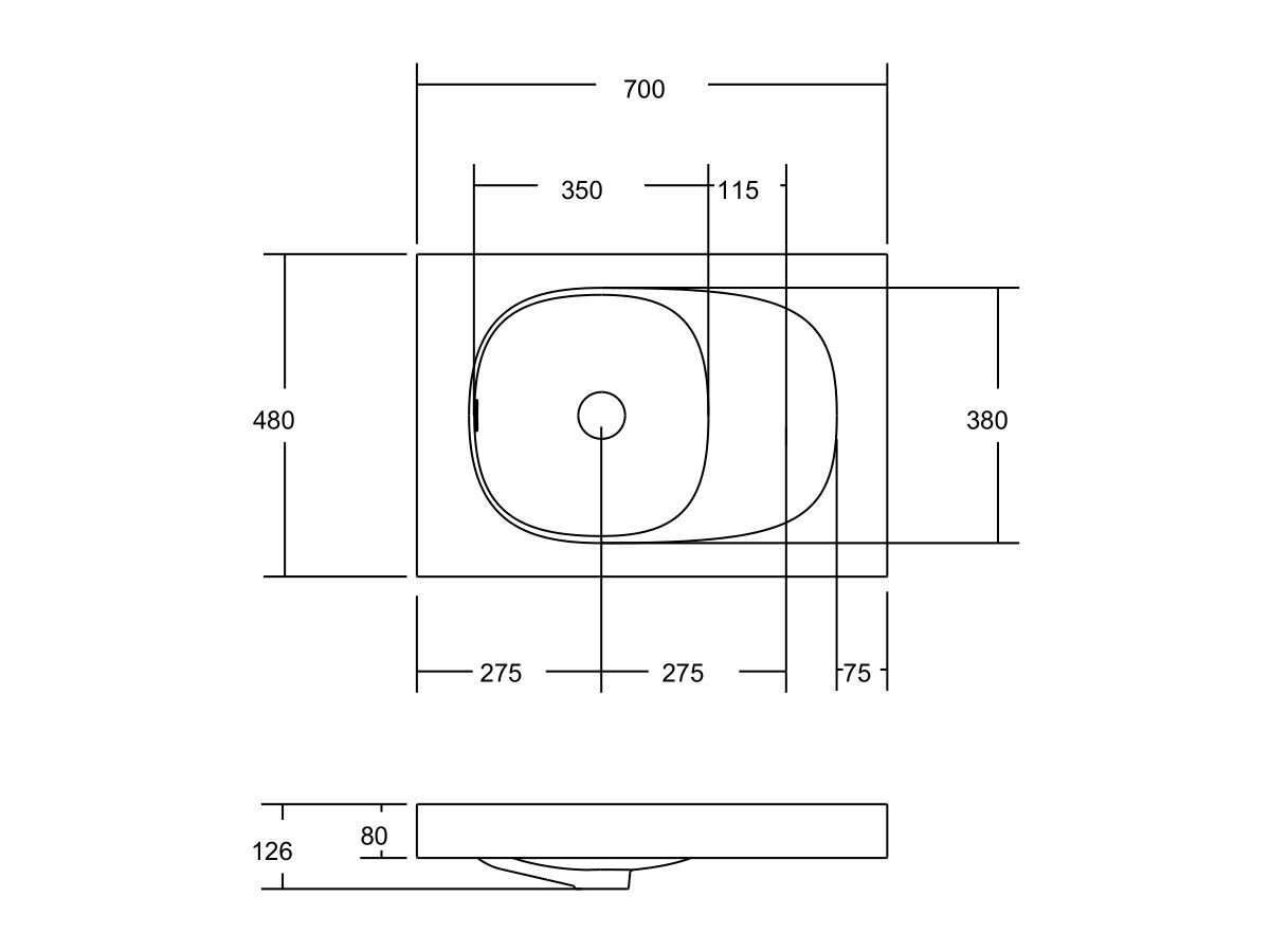 Reece Kado Lussi 700mm Left Hand Wall Basin Side Shelf With Overflow No Taphole Matte White Solid Surface