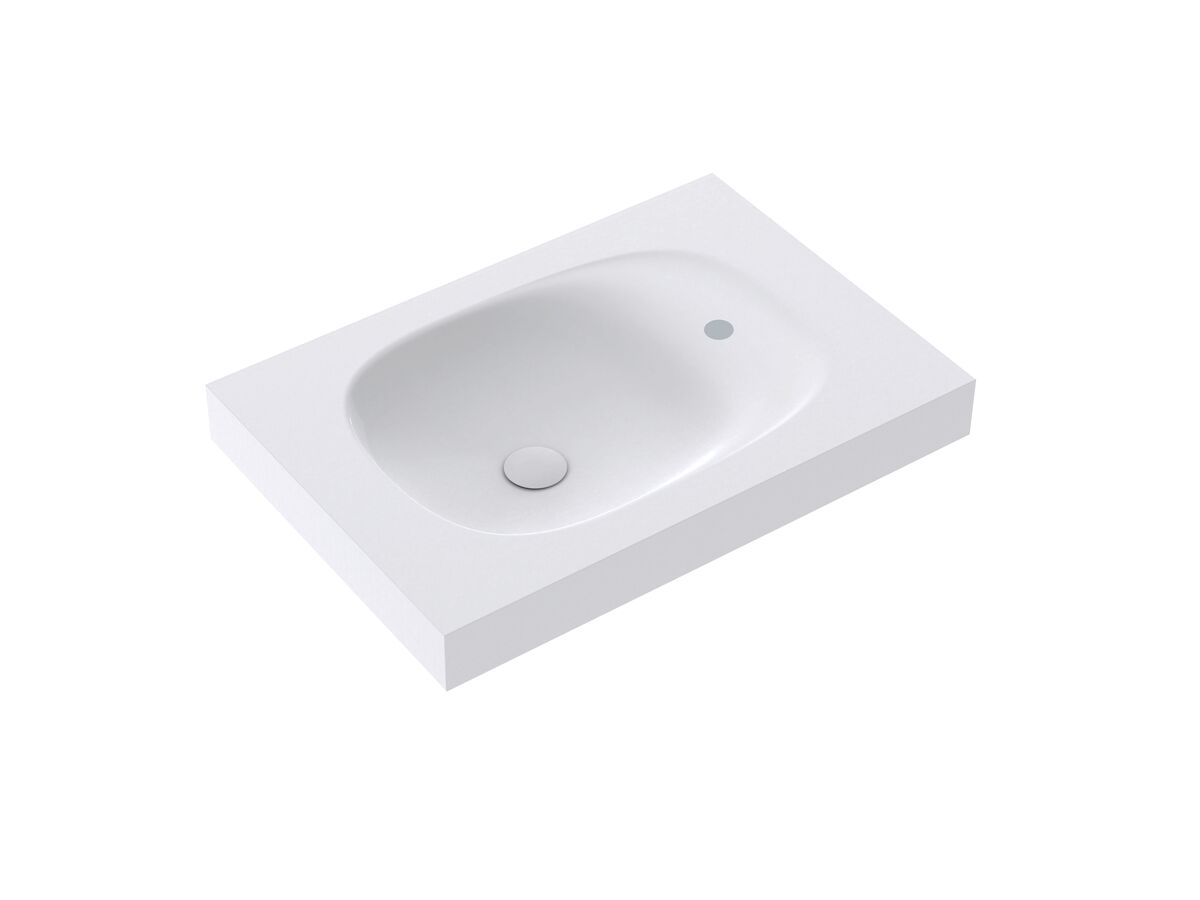 Reece Kado Lussi 700mm Left Hand Wall Basin Side Shelf With Overflow 1 Taphole Matte White Solid Surface