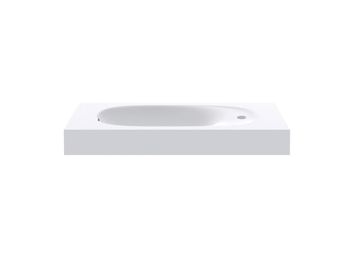 reece Kado Lussi 700mm Left Hand Wall Basin Side Shelf with Overflow 1 Taphole Matte White Solid Surface
