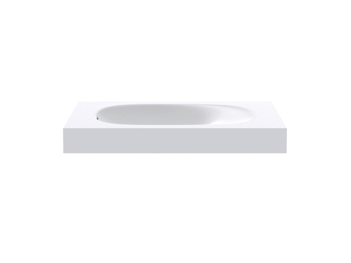 reece Kado Lussi 700mm Left Hand Wall Basin Side Shelf with Overflow No Taphole Matte White Solid Surface