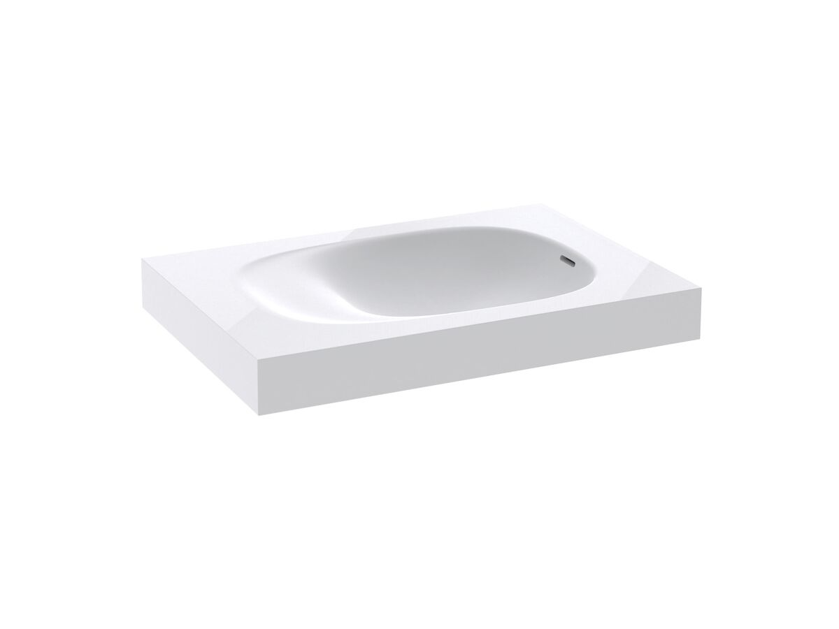 Reece Kado Lussi 700mm Right Hand Wall Basin Side Shelf With Overflow No Taphole Matte White Solid Surface