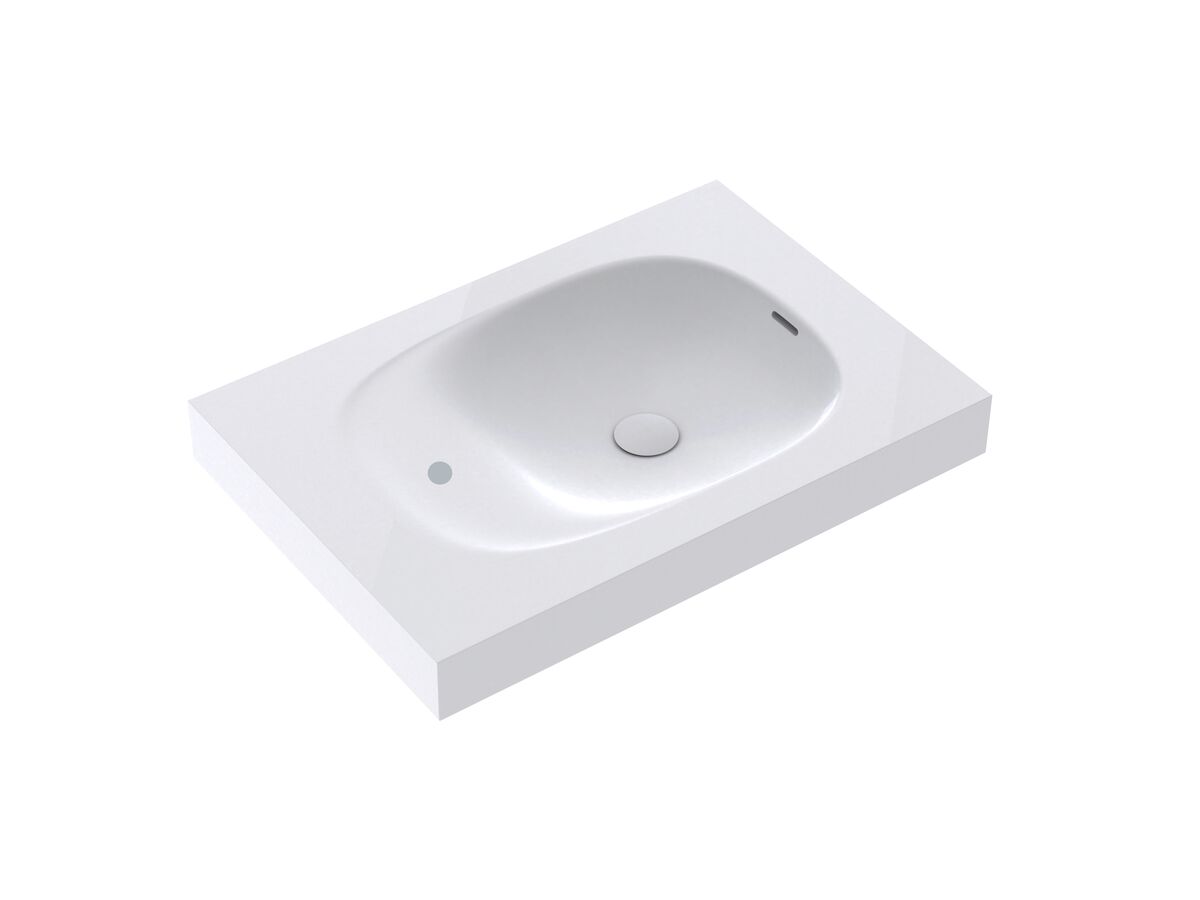 Reece Kado Lussi 700mm Right Hand Wall Basin Side Shelf With Overflow 1 Taphole Matte White Solid Surface