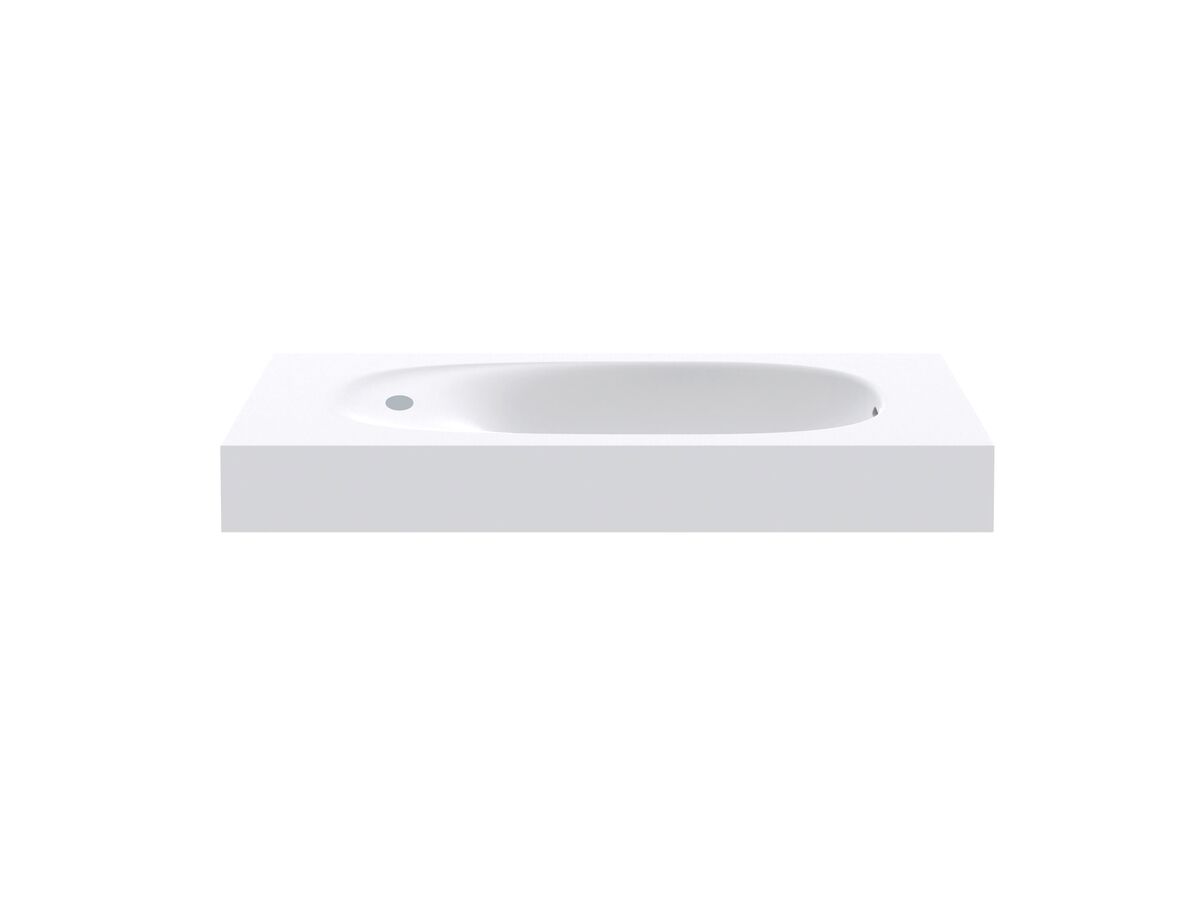 reece Kado Lussi 700mm Right Hand Wall Basin Side Shelf with Overflow 1 Taphole Matte White Solid Surface