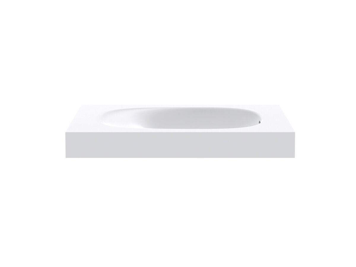 reece Kado Lussi 700mm Right Hand Wall Basin Side Shelf with Overflow No Taphole Matte White Solid Surface