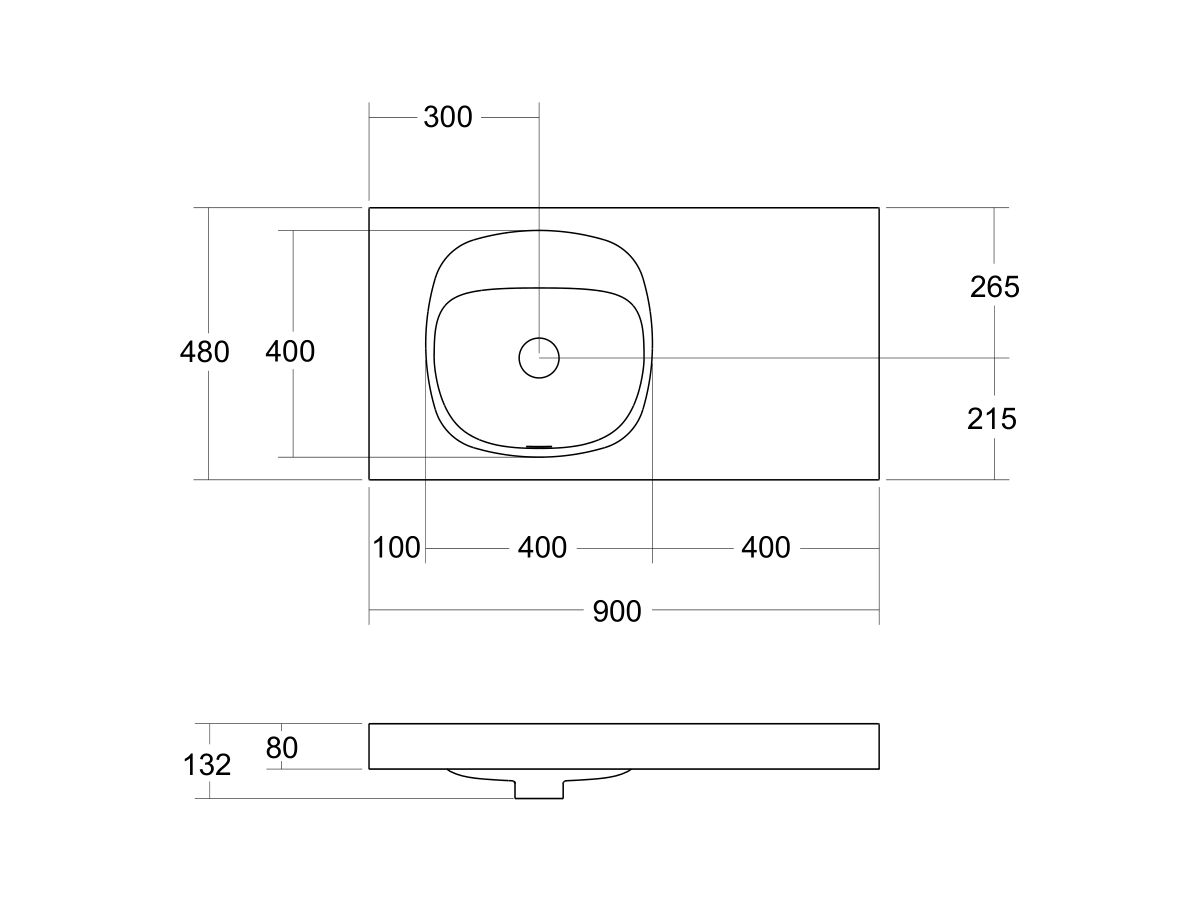Reece Kado Lussi 900mm Left Hand Wall Basin Rear Shelf With Overflow No Taphole Matte White Solid Surface