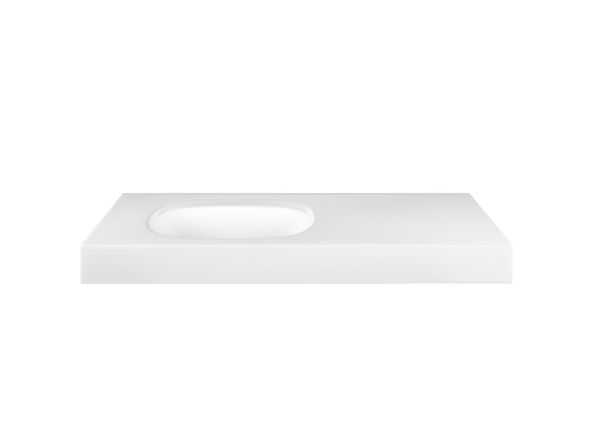 reece Kado Lussi 900mm Left Hand Wall Basin Rear Shelf with Overflow 1 Taphole Matte White Solid Surface