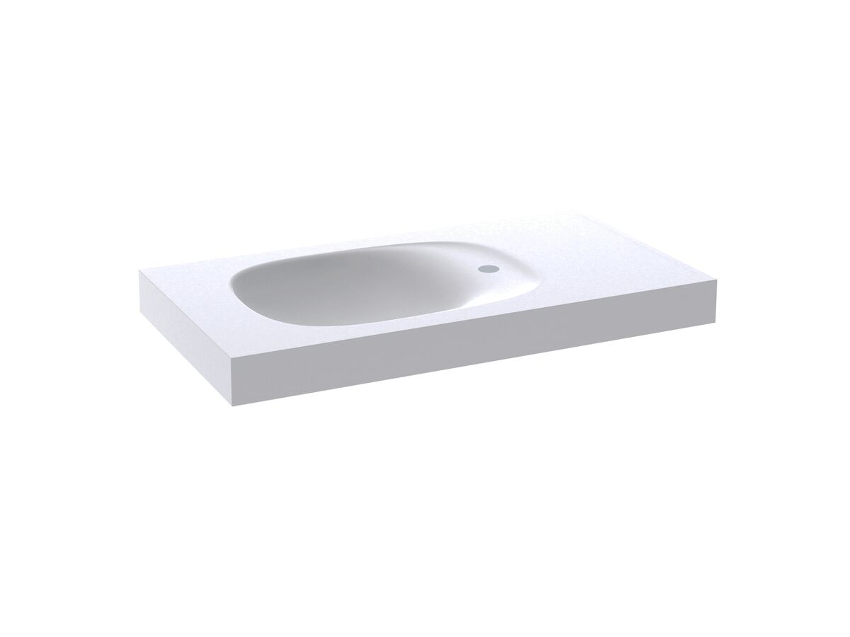 Reece Kado Lussi 900mm Left Hand Wall Basin Side Shelf With Overflow 1 Taphole Matte White Solid Surface