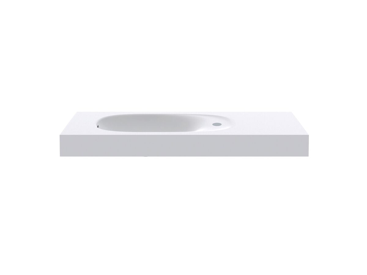 reece Kado Lussi 900mm Left Hand Wall Basin Side Shelf with Overflow 1 Taphole Matte White Solid Surface