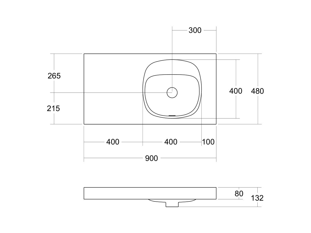 Reece Kado Lussi 900mm Right Hand Wall Basin Rear Shelf With Overflow No Taphole Matte White Solid Surface