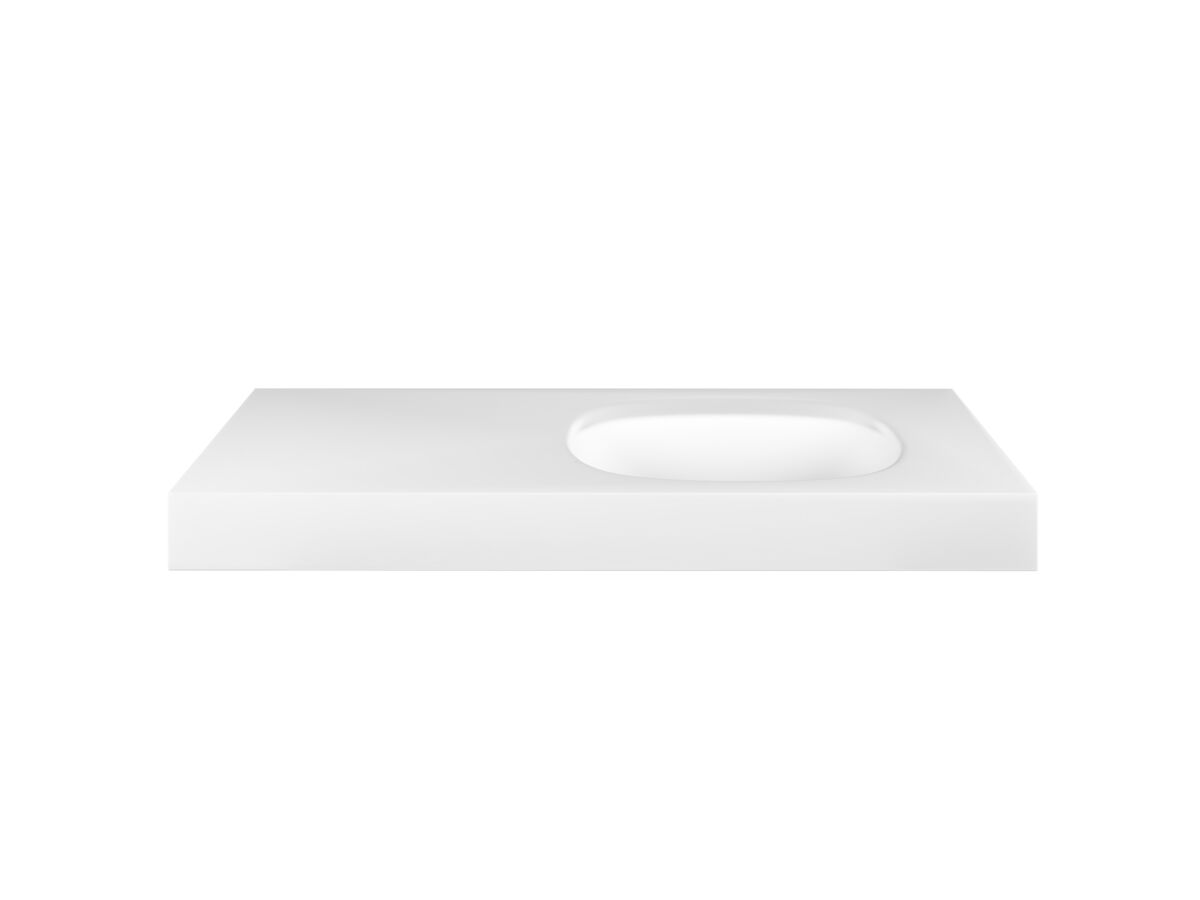 reece Kado Lussi 900mm Right Hand Wall Basin Rear Shelf with Overflow No Taphole Matte White Solid Surface