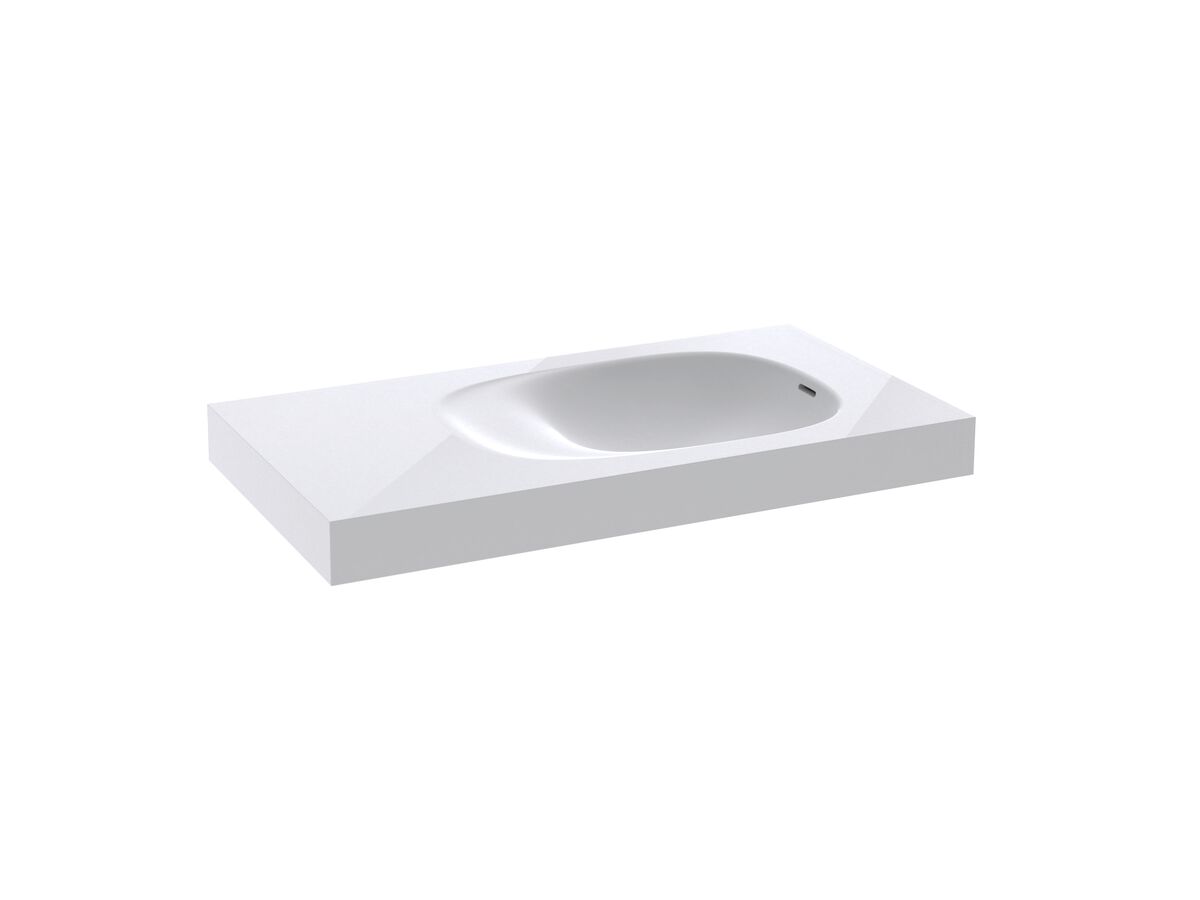 Reece Kado Lussi 900mm Right Hand Wall Basin Side Shelf With Overflow No Taphole Matte White Solid Surface