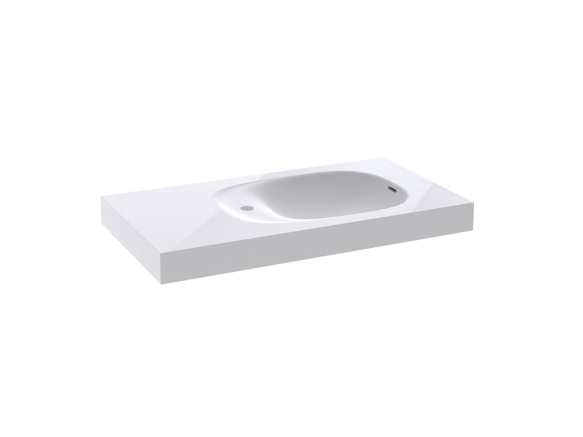 Reece Kado Lussi 900mm Right Hand Wall Basin Side Shelf With Overflow 1 Taphole Matte White Solid Surface