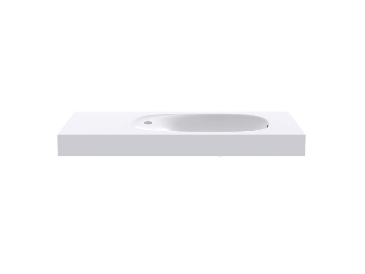 reece Kado Lussi 900mm Right Hand Wall Basin Side Shelf with Overflow 1 Taphole Matte White Solid Surface