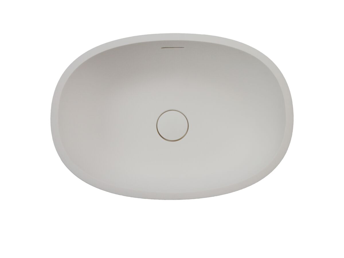 Reece Kado Lussi Cast Solid Surface Above Counter Basin With Plug & Waste 500mm White
