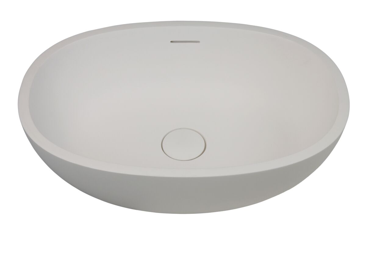 reece Kado Lussi Cast Solid Surface Above Counter Basin with Plug & Waste 500mm White