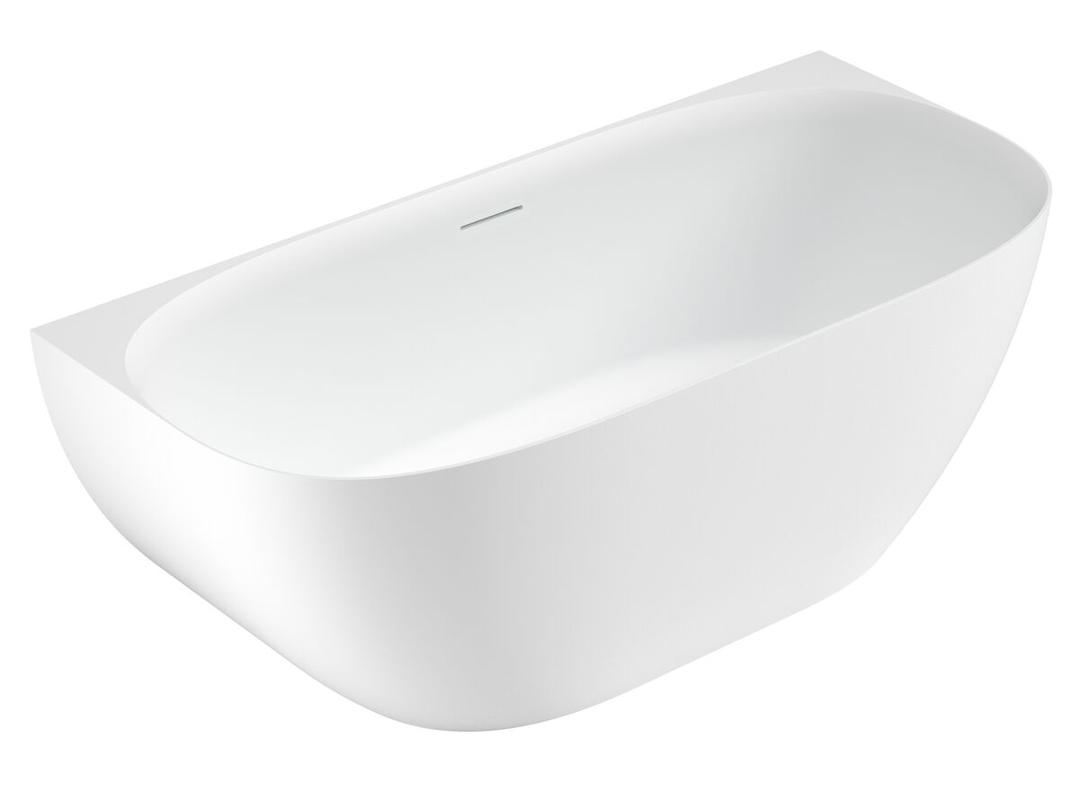 reece Kado Lussi Cast Solid Surface Freestanding Thin Edge Back to Wall Bath with Plug & Waste 1700mm White