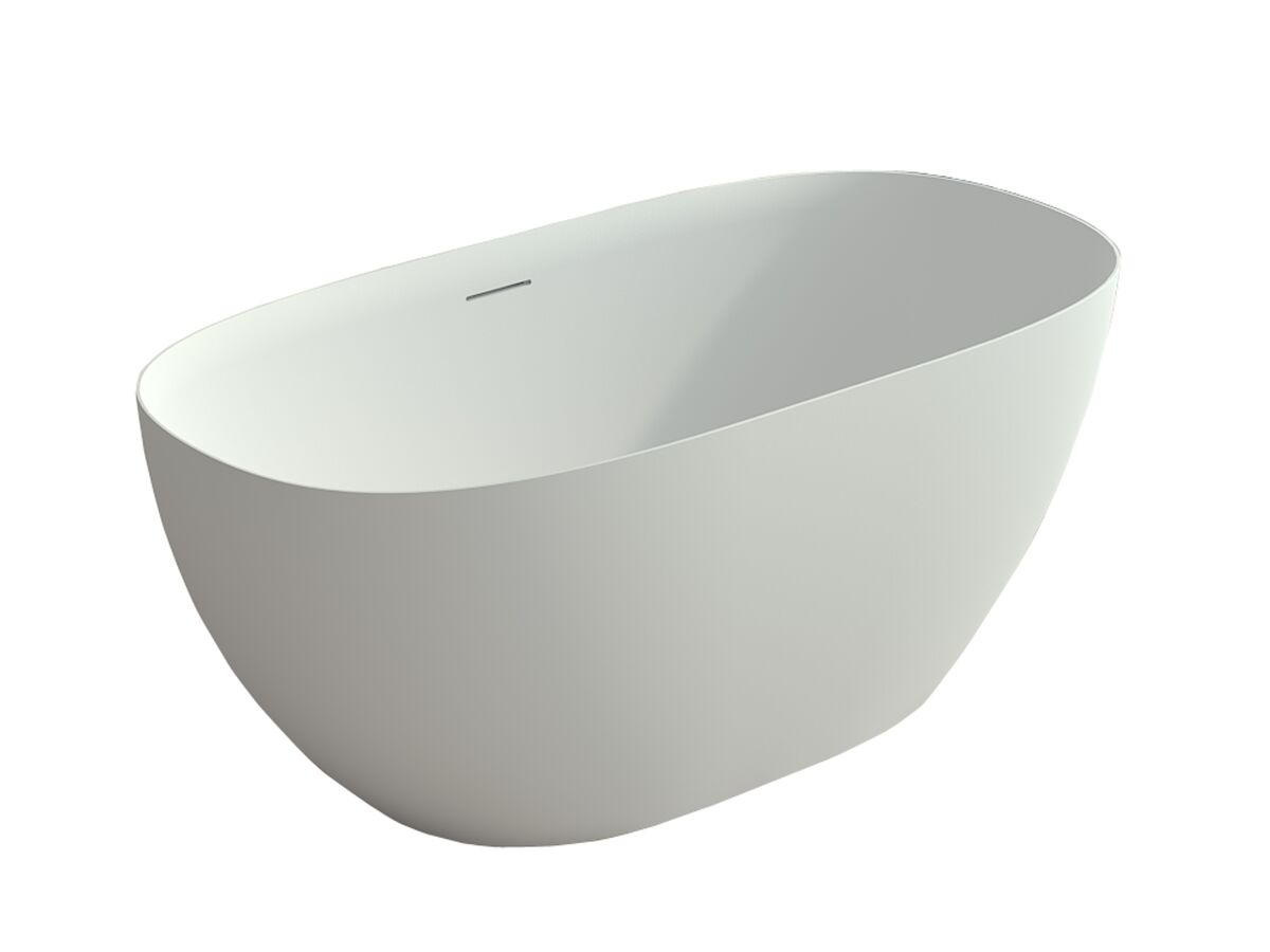 reece Kado Lussi Cast Solid Surface Freestanding Thin Edge Bath with Plug & Waste 1500mm White