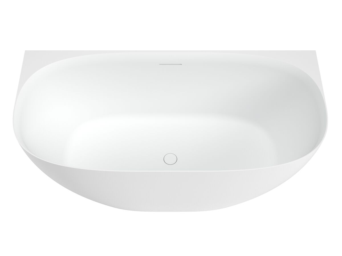 Reece Kado Lussi Cast Solid Surface Freestanding Thin Edge Back To Wall Bath With Plug & Waste 1500mm White