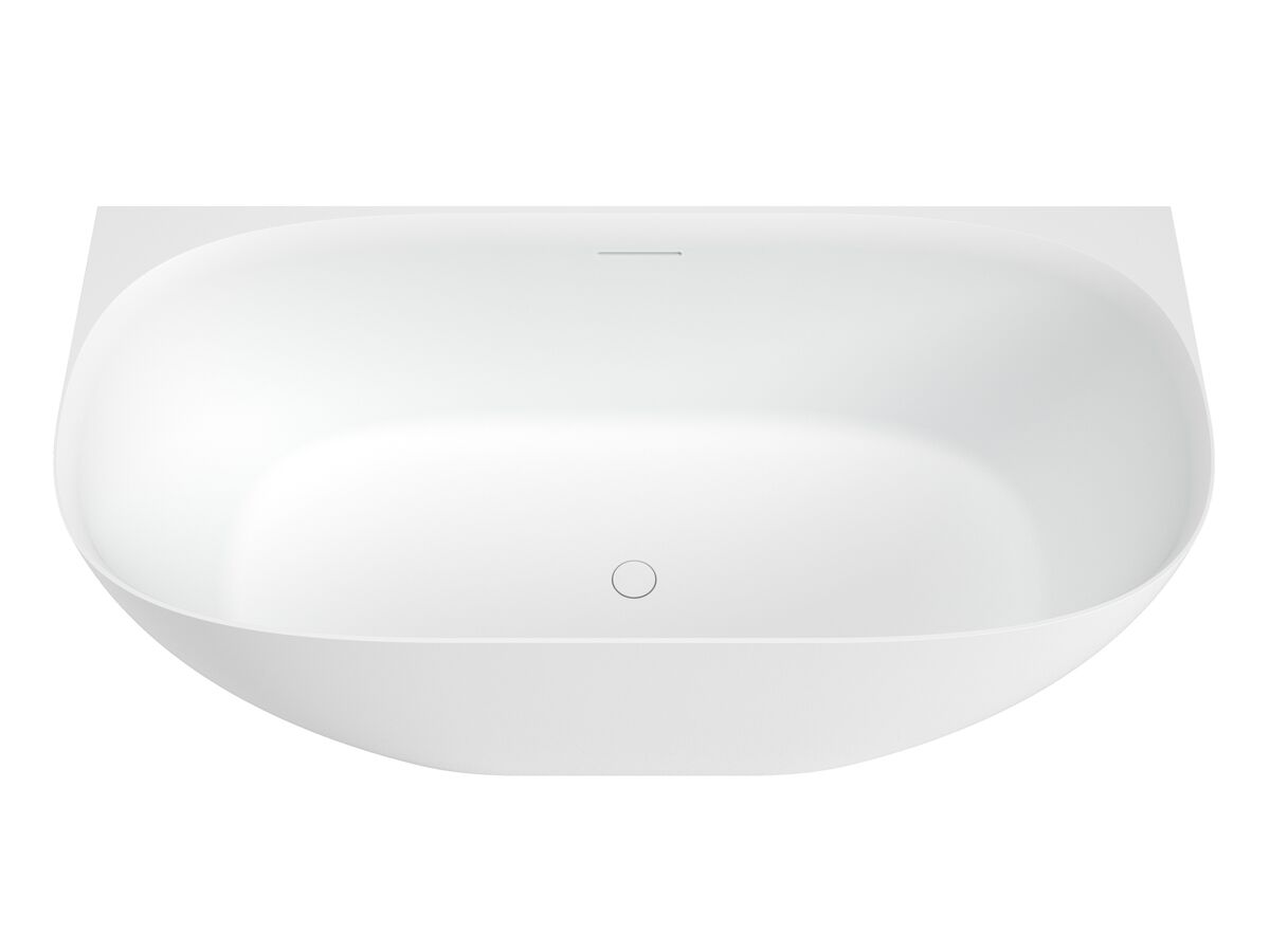 Reece Kado Lussi Cast Solid Surface Freestanding Thin Edge Back To Wall Bath With Plug & Waste 1700mm White