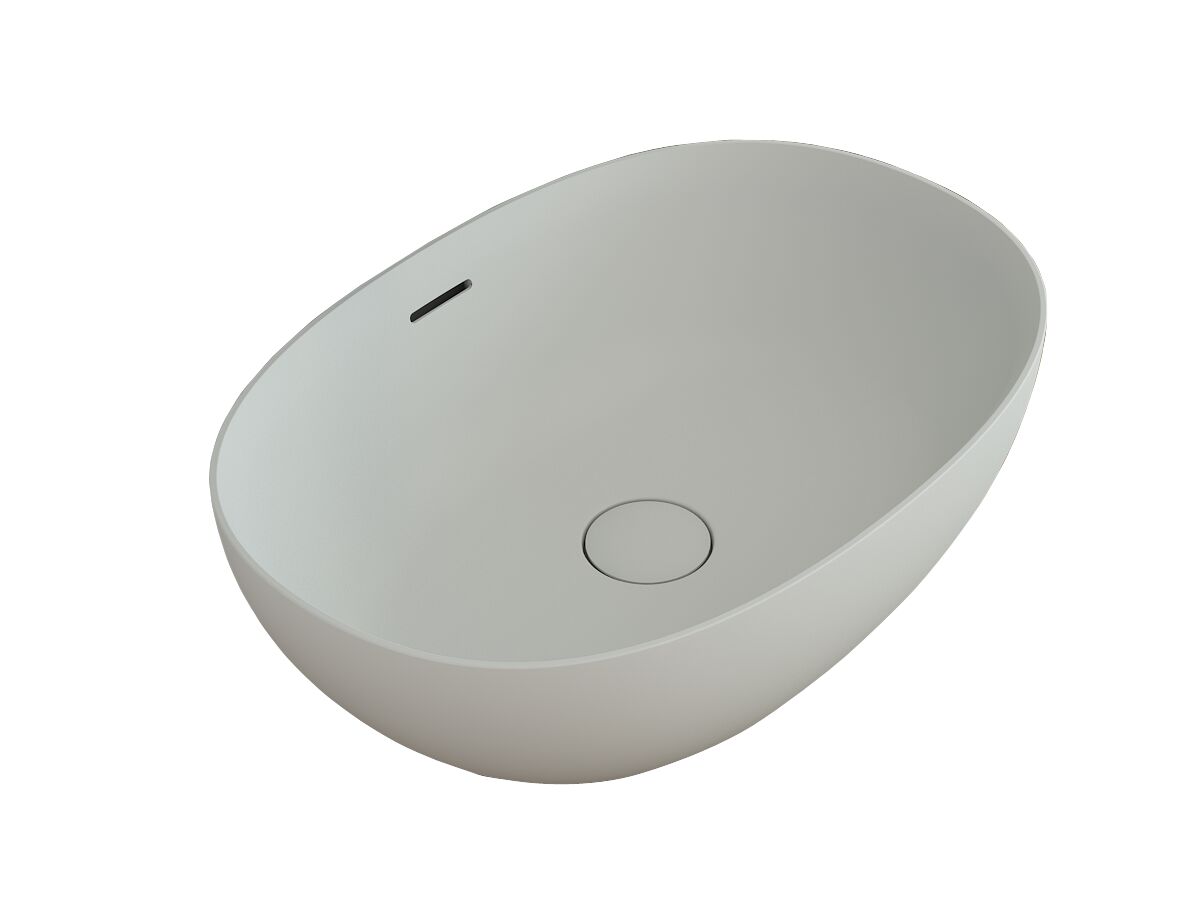 reece Kado Lussi Cast Solid Surface Thin Edge Vessel Basin with Plug & Waste 500mm White