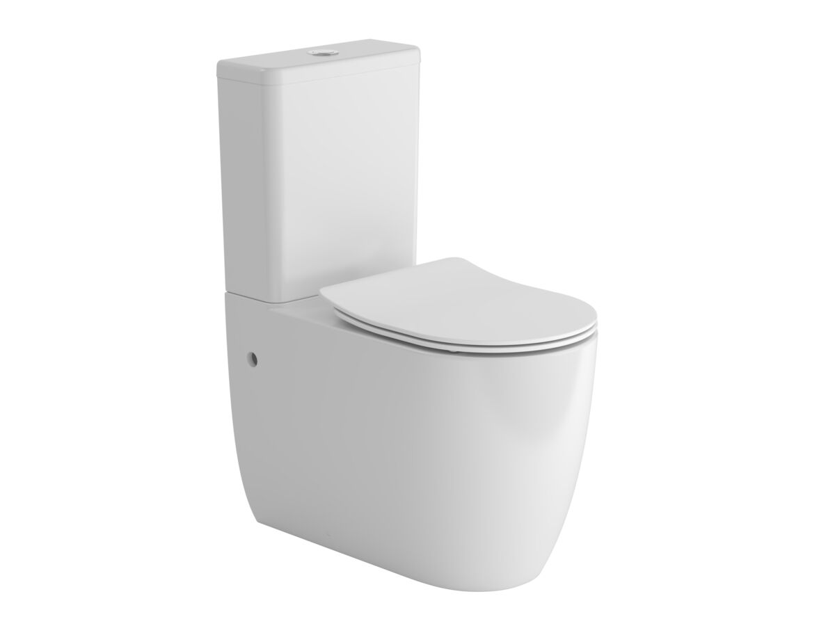 reece Kado Lussi Close Coupled Back to Wall Vortex Rimless Overheight Bottom Inlet Toilet Suite with Soft Close Quick Release Seat White (4 Star)