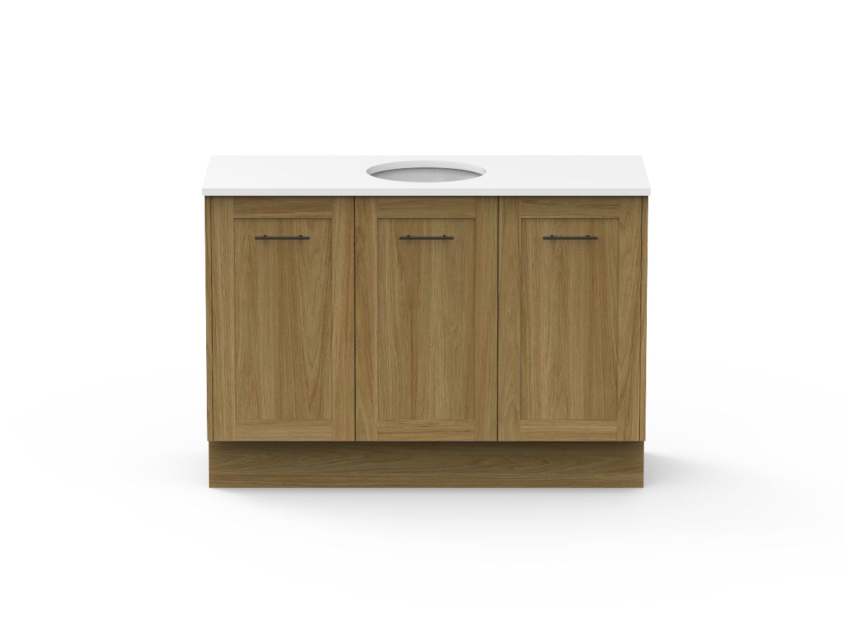 reece Kado Lux All Door 1200mm Floor Mounted Vanity Centre Basin 20mm Cherry Pie Top