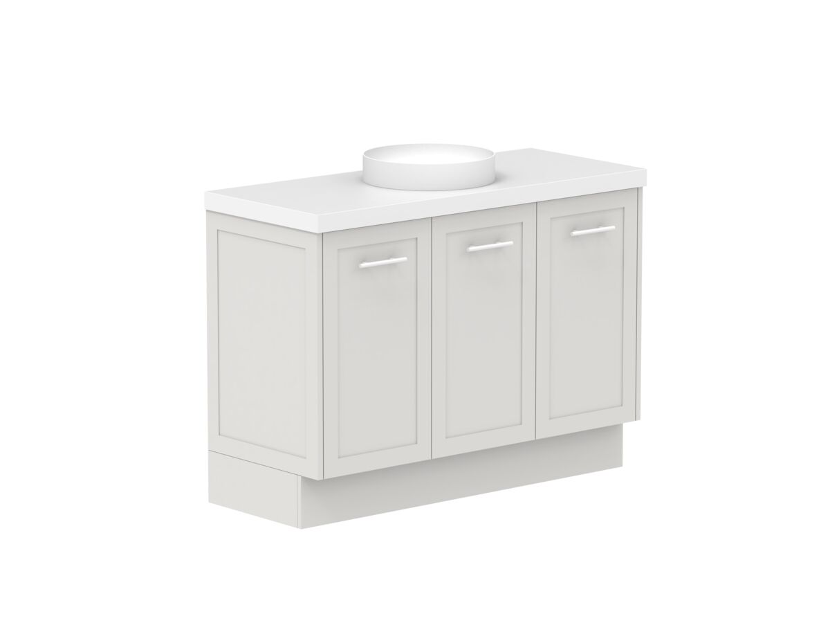 Reece Kado Lux All Door 1200mm Floor Mounted Vanity Centre Basin 50mm Cherry Pie Top