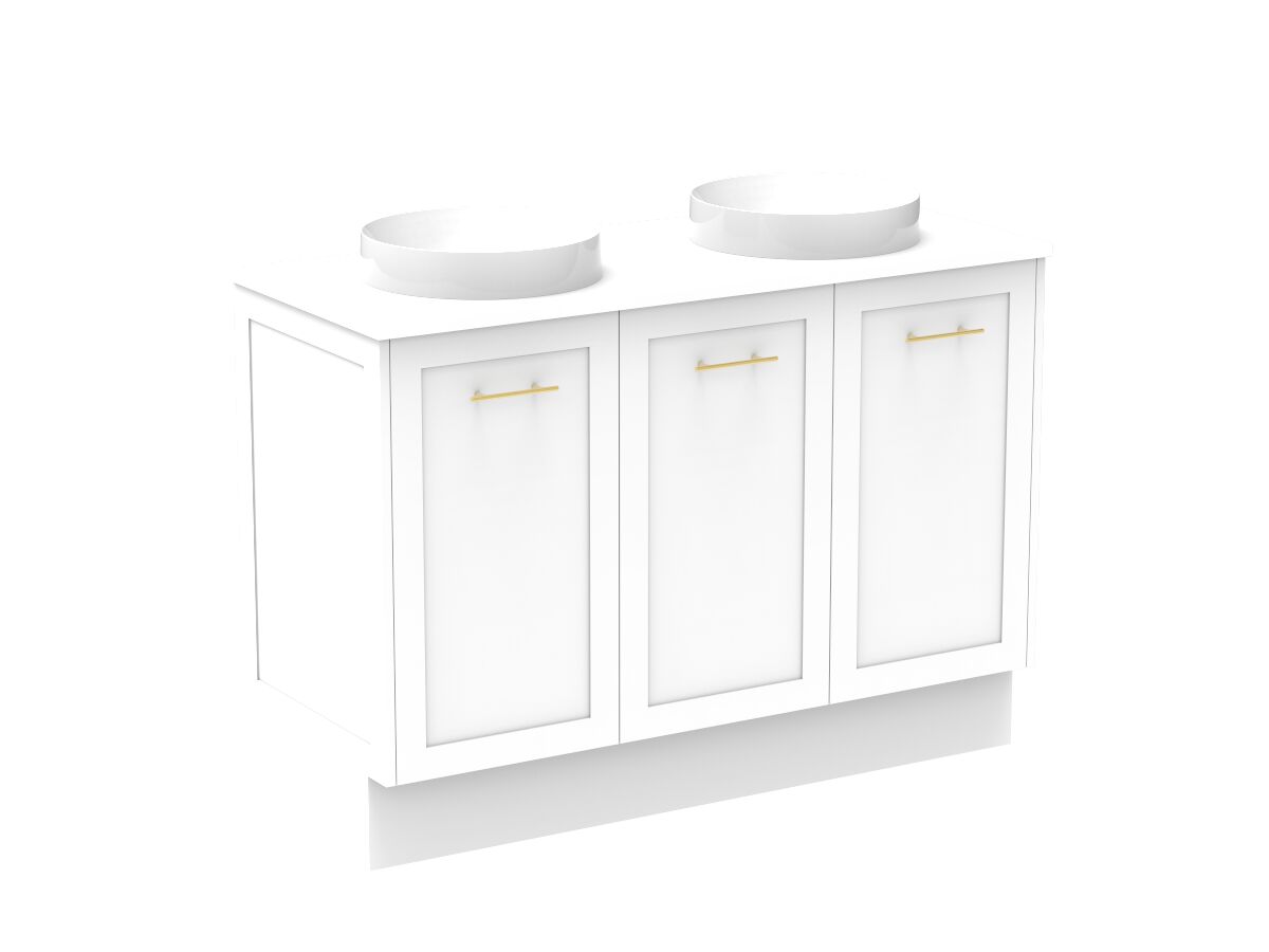 Reece Kado Lux All Door 1200mm Floor Mounted Vanity Double Basin 20mm Cherry Pie Top