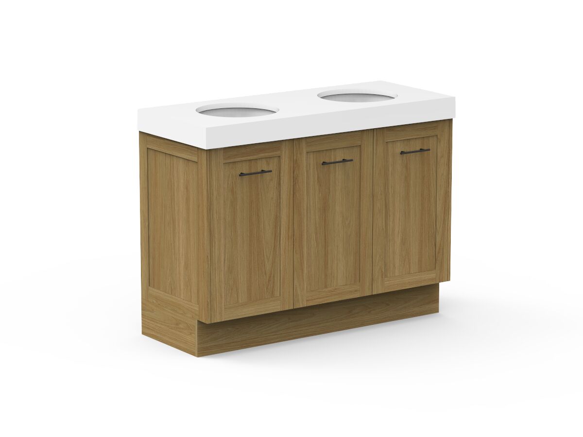 Reece Kado Lux All Door 1200mm Floor Mounted Vanity Double Basin 90mm Cherry Pie Top