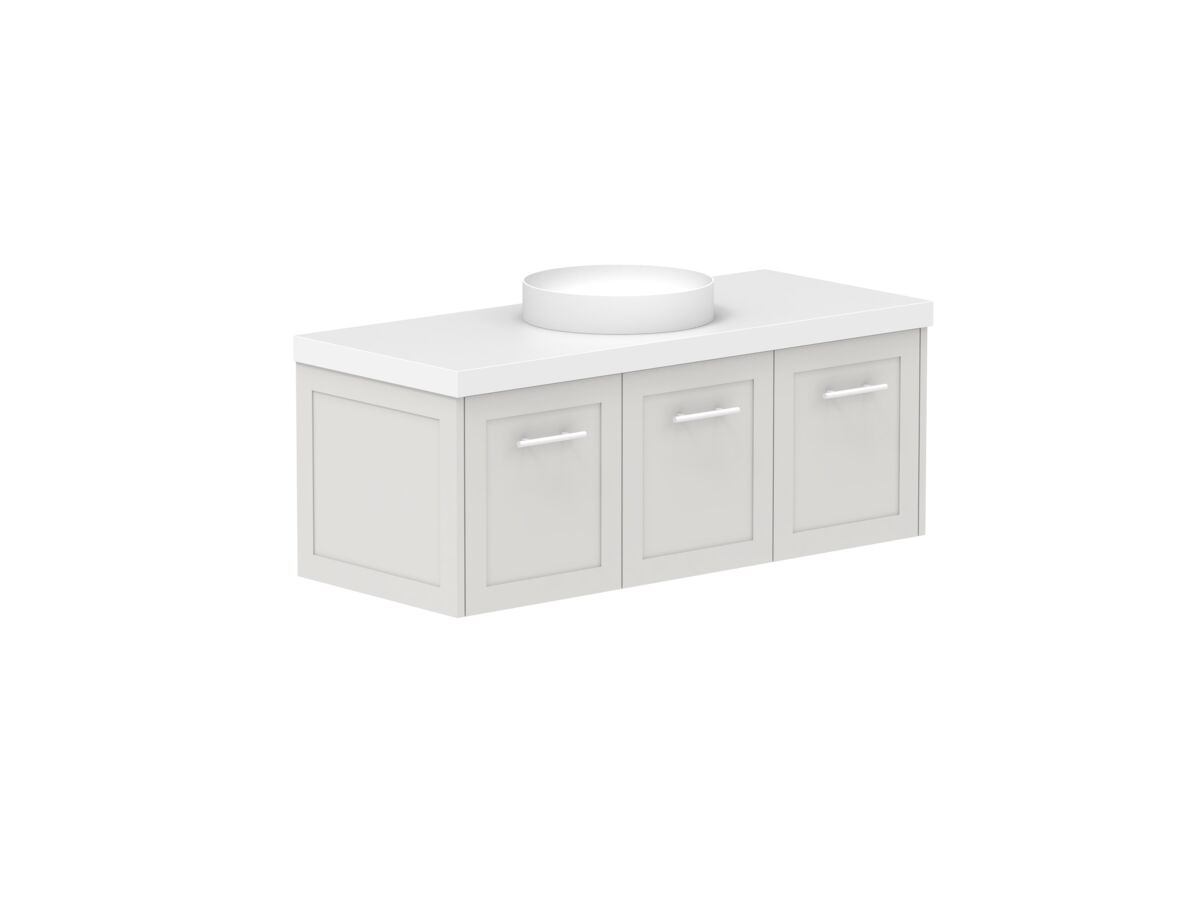 Reece Kado Lux All Door 1200mm Wall Hung Vanity Centre Basin 50mm Cherry Pie Top