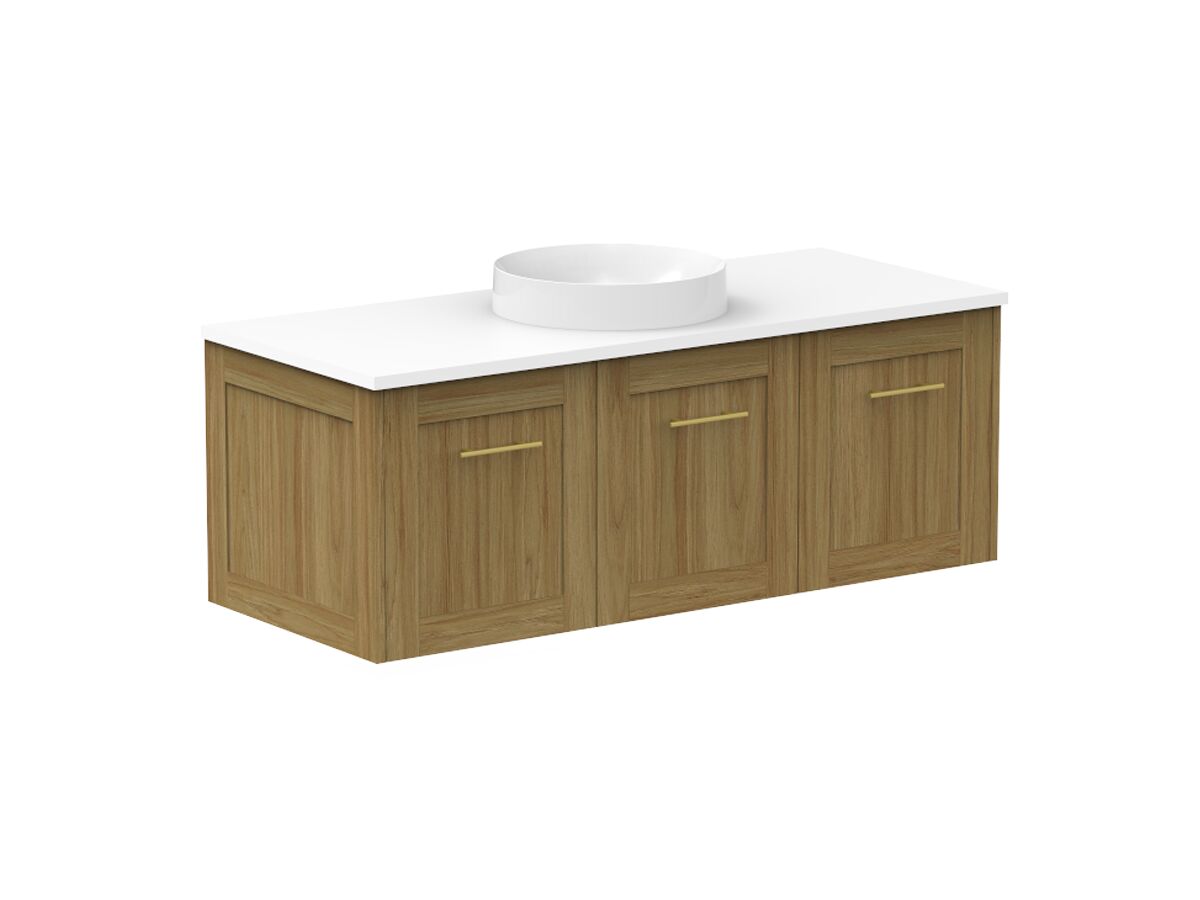 reece Kado Lux All Door 1200mm Wall Hung Vanity Centre Basin 20mm Cherry Pie Top