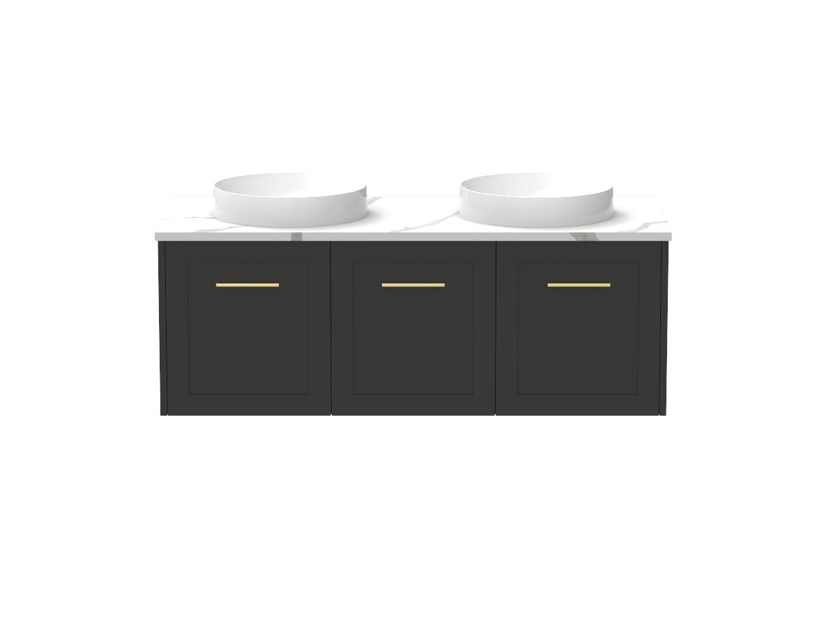 Reece Kado Lux All Door 1200mm Wall Hung Vanity Double Basin 20mm Cherry Pie Top