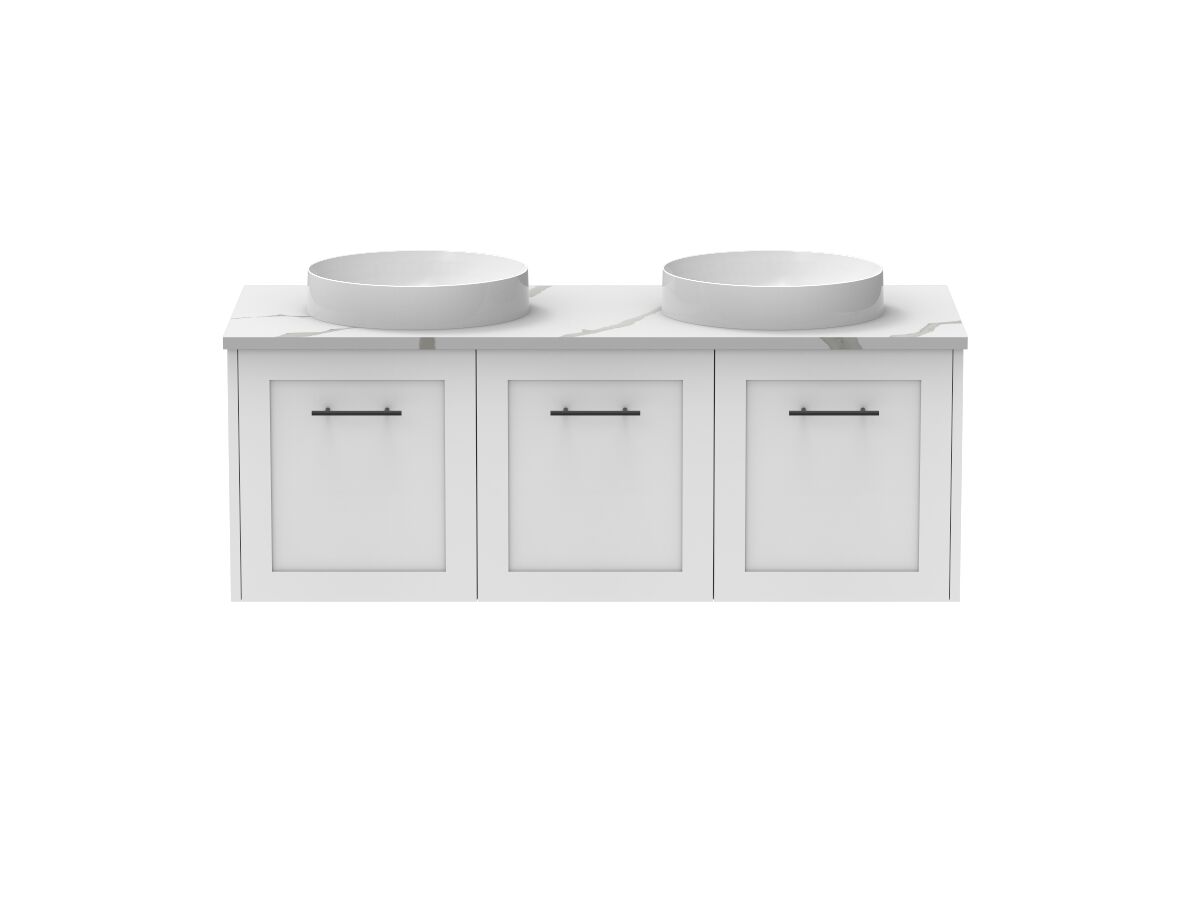 reece Kado Lux All Door 1200mm Wall Hung Vanity Double Basin 20mm Cherry Pie Top