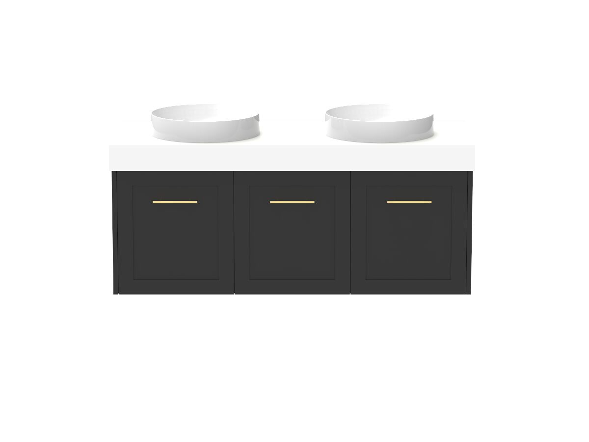 reece Kado Lux All Door 1200mm Wall Hung Vanity Double Basin 90mm Cherry Pie Top