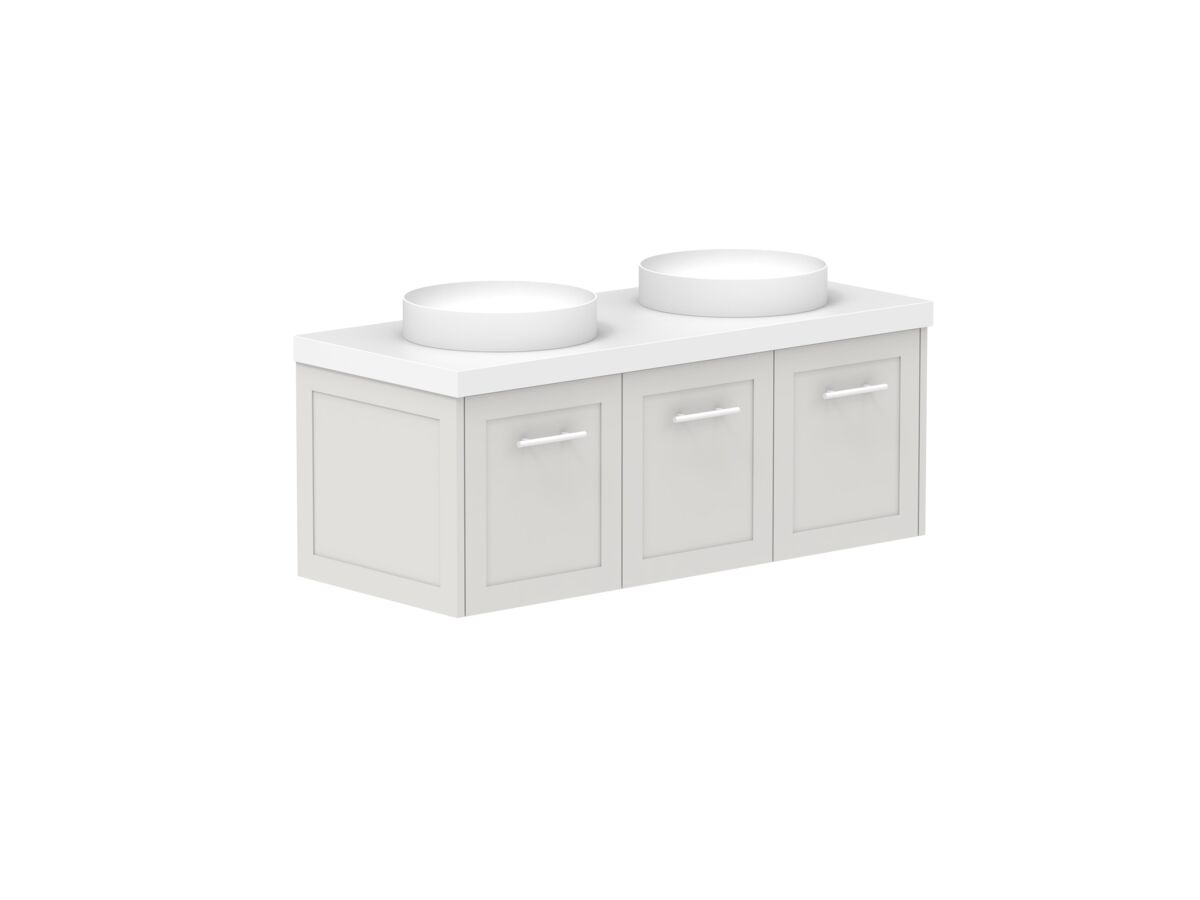 Reece Kado Lux All Door 1200mm Wall Hung Vanity Double Basin 50mm Durasein Top