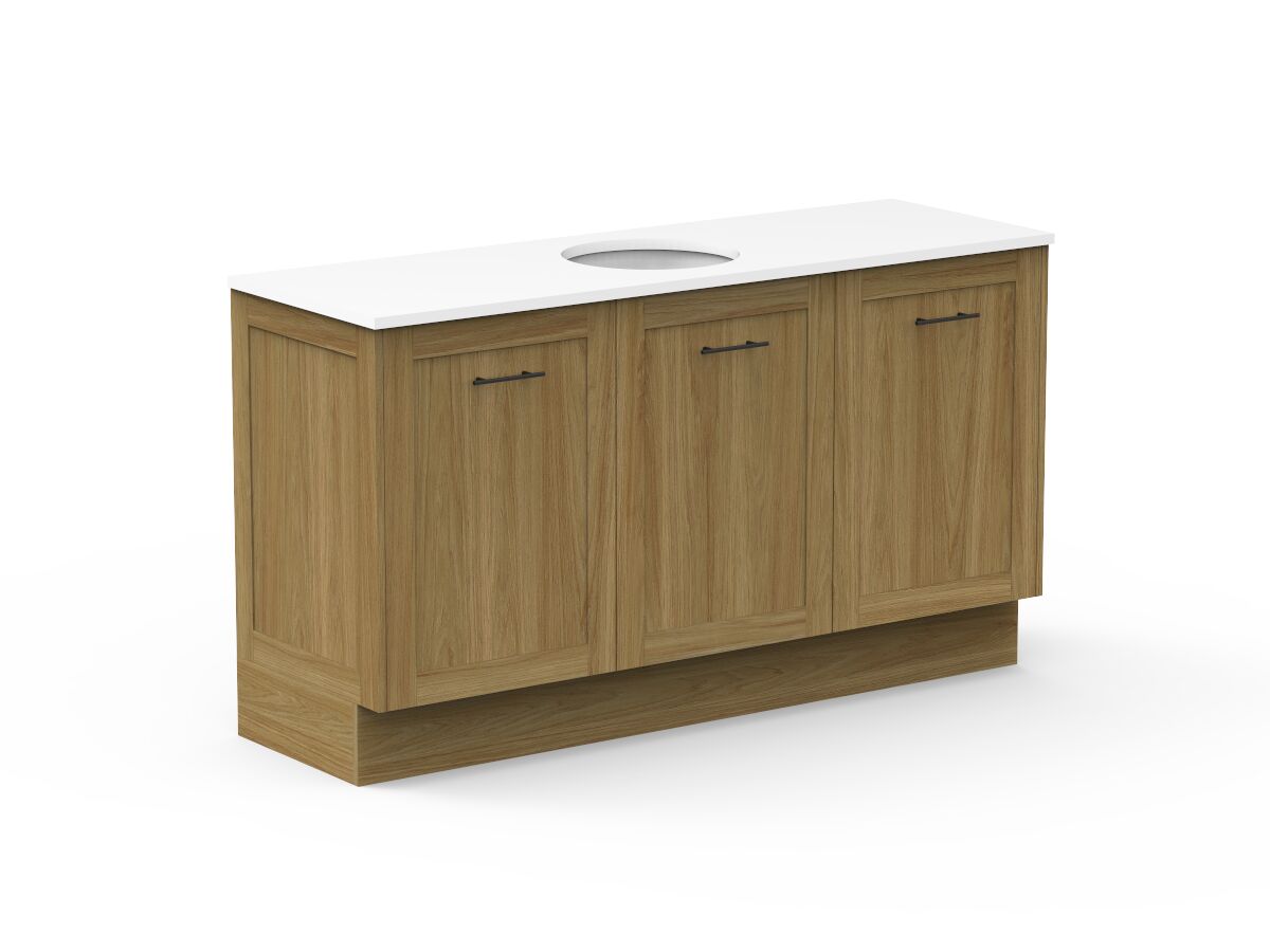 reece Kado Lux All Door 1500mm Floor Mounted Vanity Centre Basin 20mm Cherry Pie Top