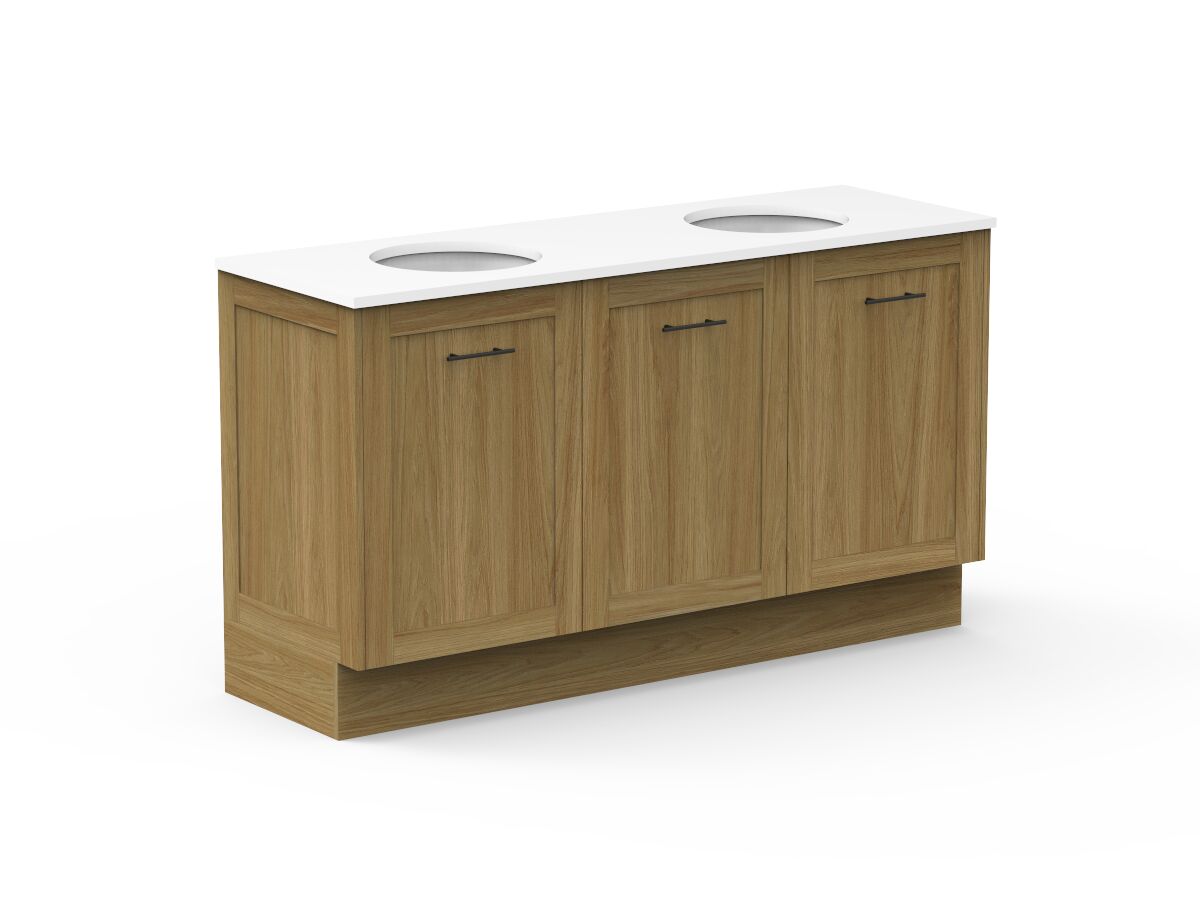 reece Kado Lux All Door 1500mm Floor Mounted Vanity Double Basin 20mm Cherry Pie Top