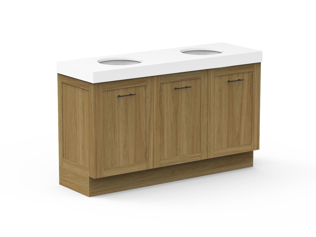 Reece Kado Lux All Door 1500mm Floor Mounted Vanity Double Basin 90mm Cherry Pie Top