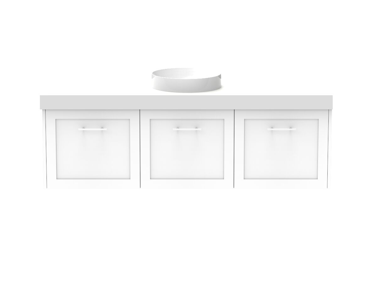 reece Kado Lux All Door 1500mm Wall Hung Vanity Centre Basin 90mm Cherry Pie Top