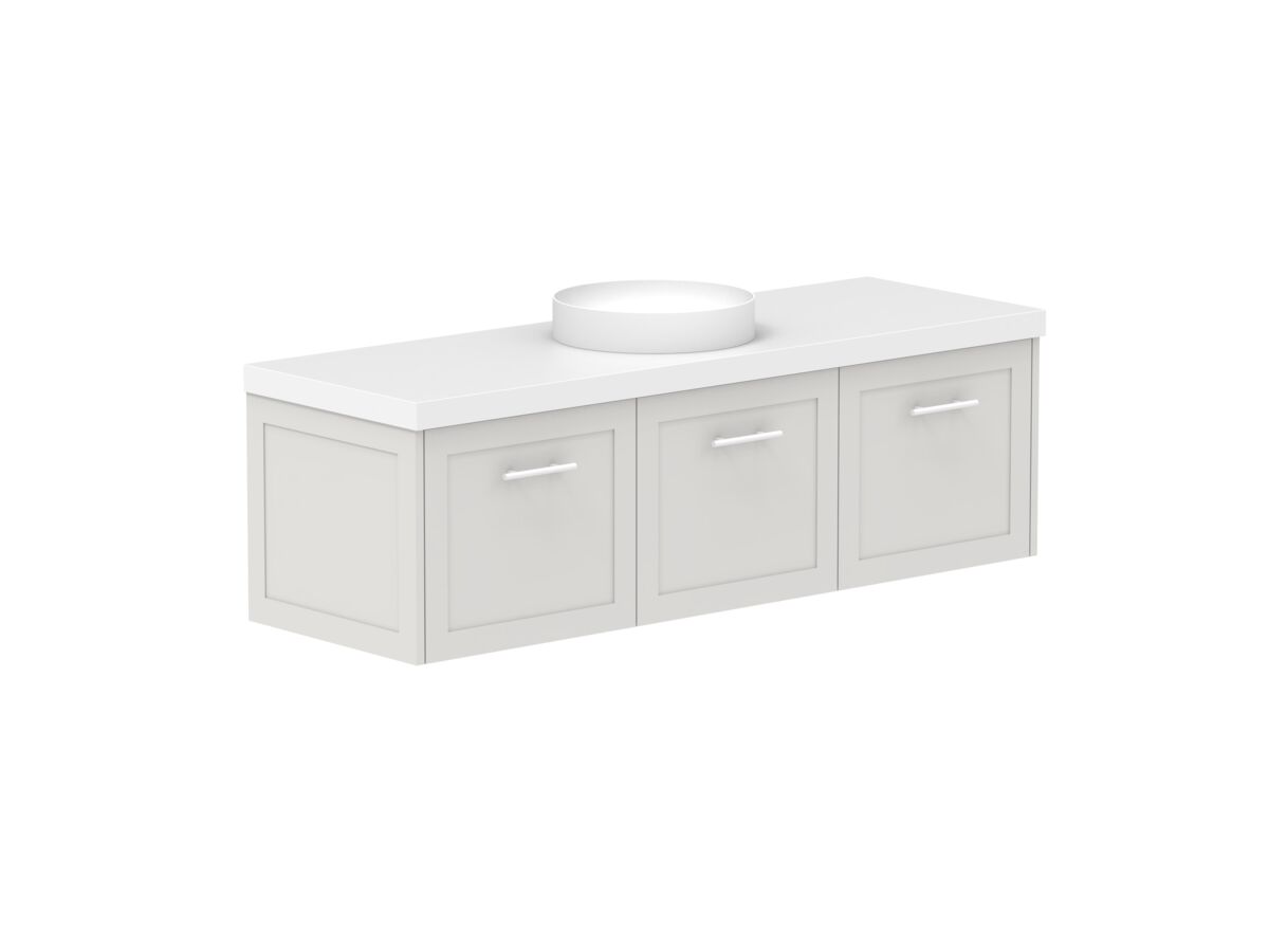 Reece Kado Lux All Door 1500mm Wall Hung Vanity Centre Basin 50mm Durasein Top