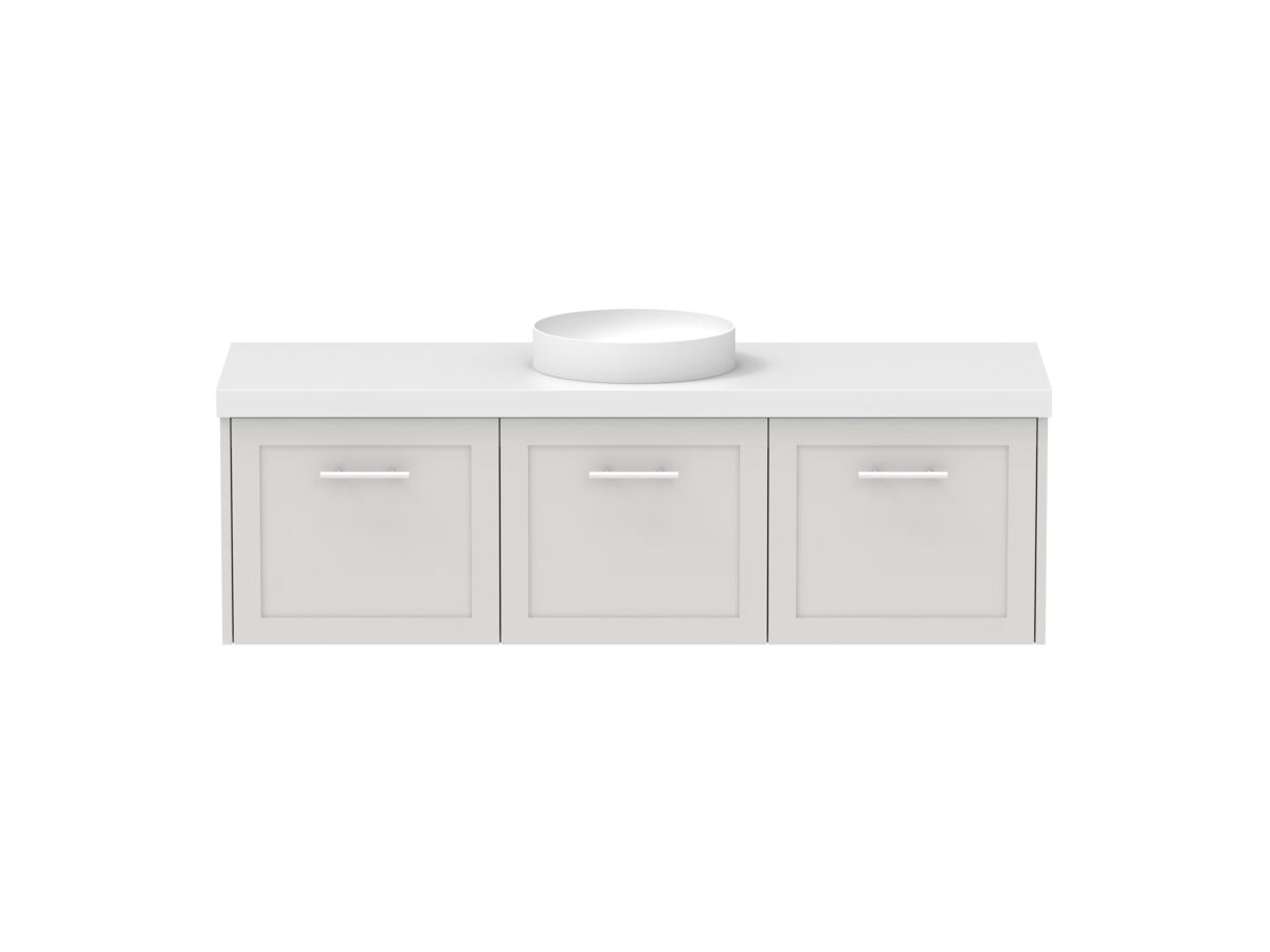 reece Kado Lux All Door 1500mm Wall Hung Vanity Centre Basin 50mm Durasein Top
