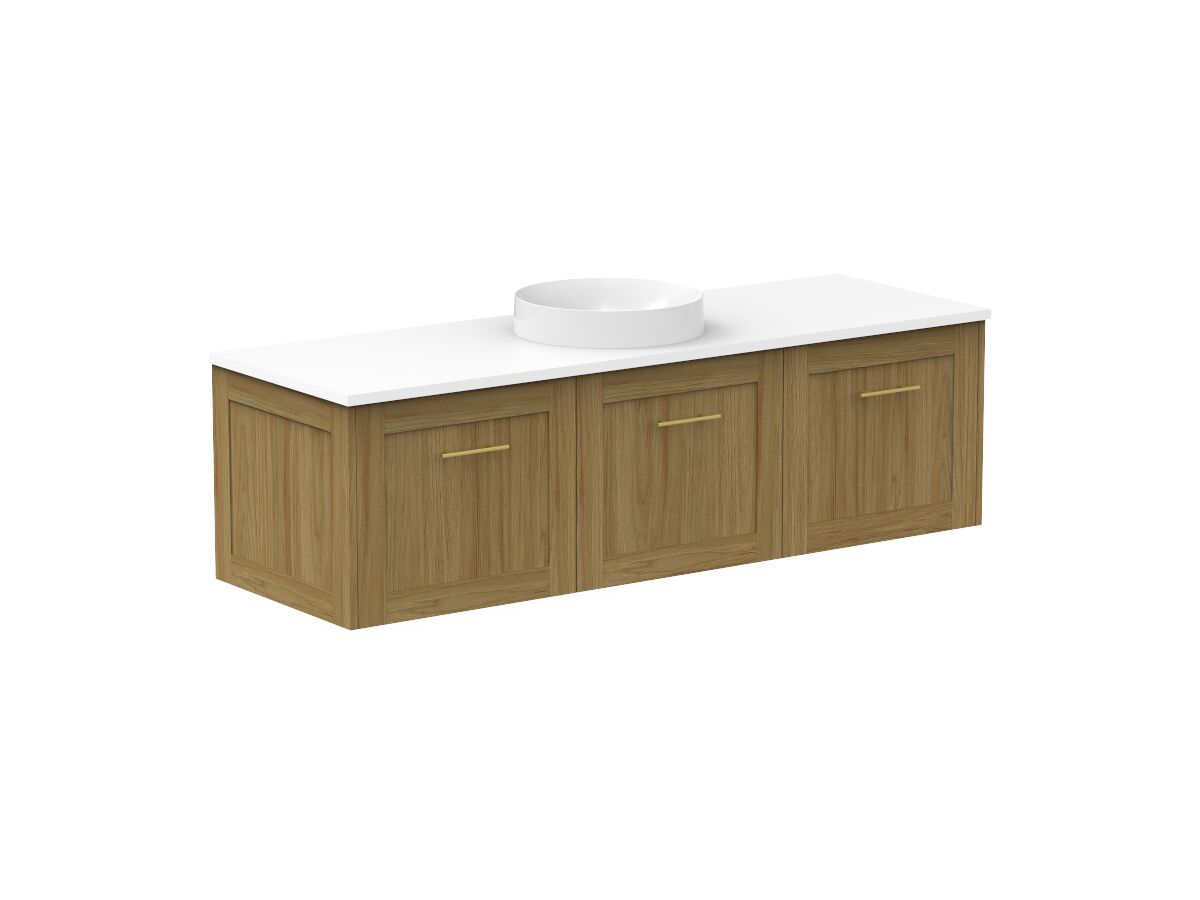 reece Kado Lux All Door 1500mm Wall Hung Vanity Centre Basin 20mm Cherry Pie Top