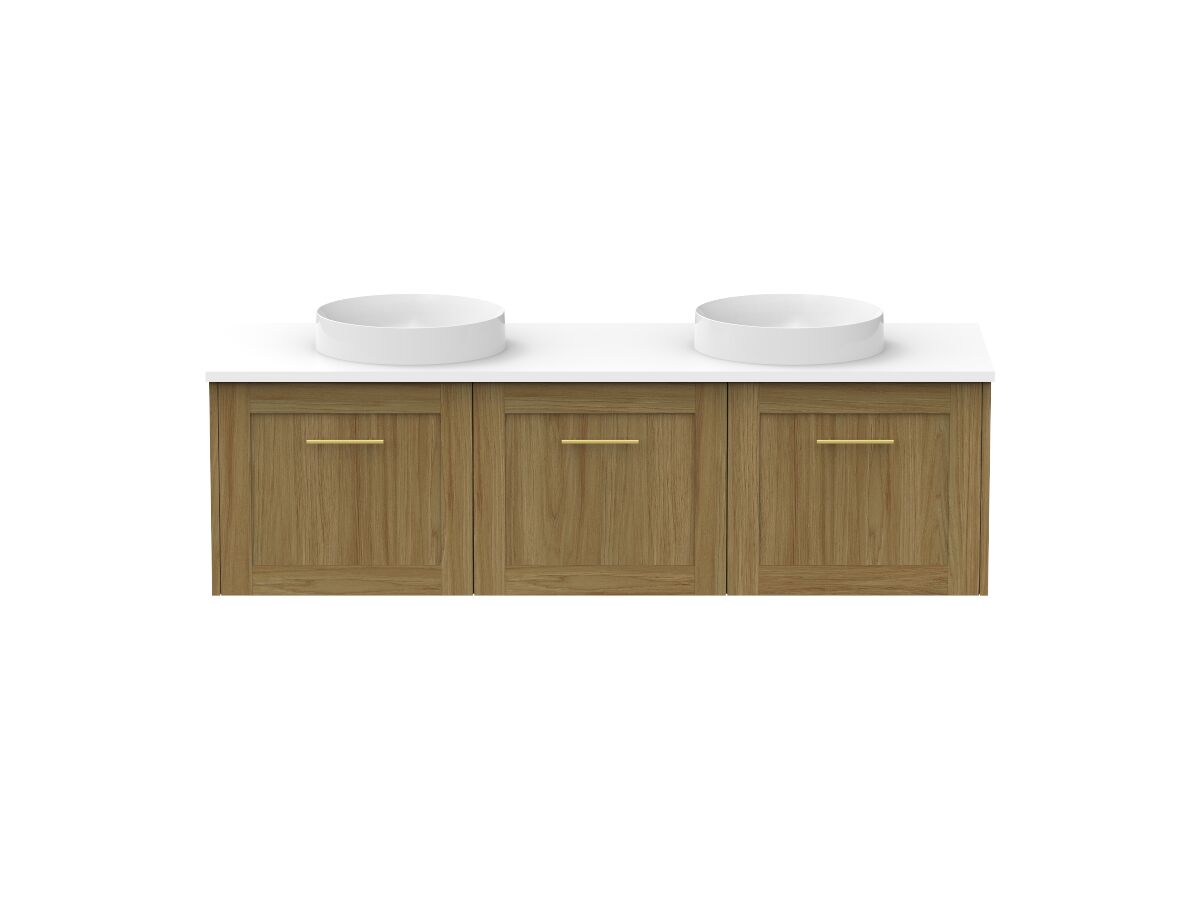 Reece Kado Lux All Door 1500mm Wall Hung Vanity Double Basin 20mm Cherry Pie Top