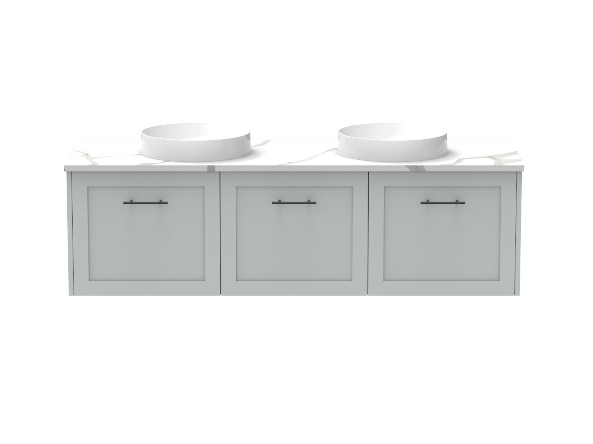 reece Kado Lux All Door 1500mm Wall Hung Vanity Double Basin 20mm Cherry Pie Top