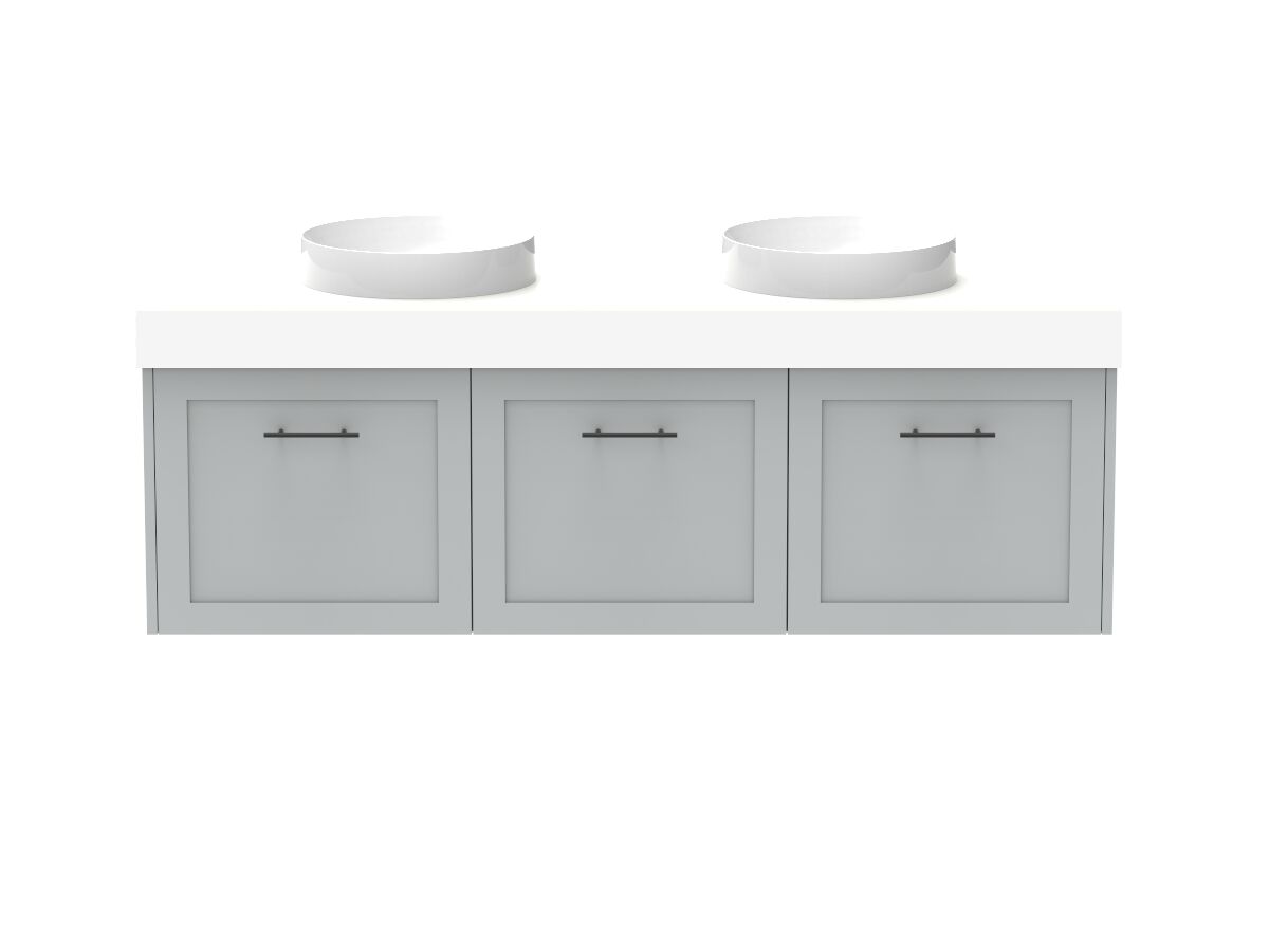 reece Kado Lux All Door 1500mm Wall Hung Vanity Double Basin 90mm Cherry Pie Top