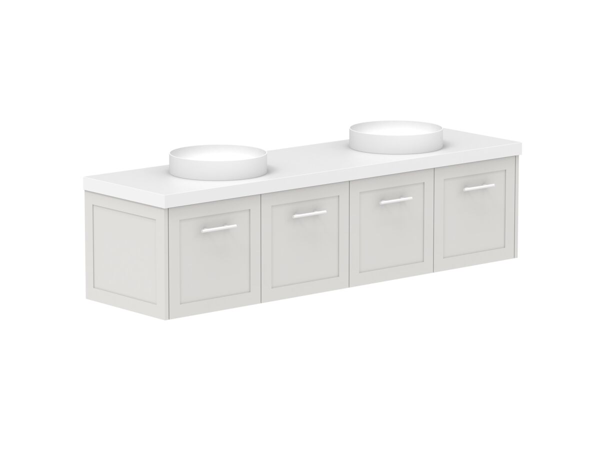 Reece Kado Lux All Door 1800mm Wall Hung Vanity Double Basin 50mm Cherry Pie Top