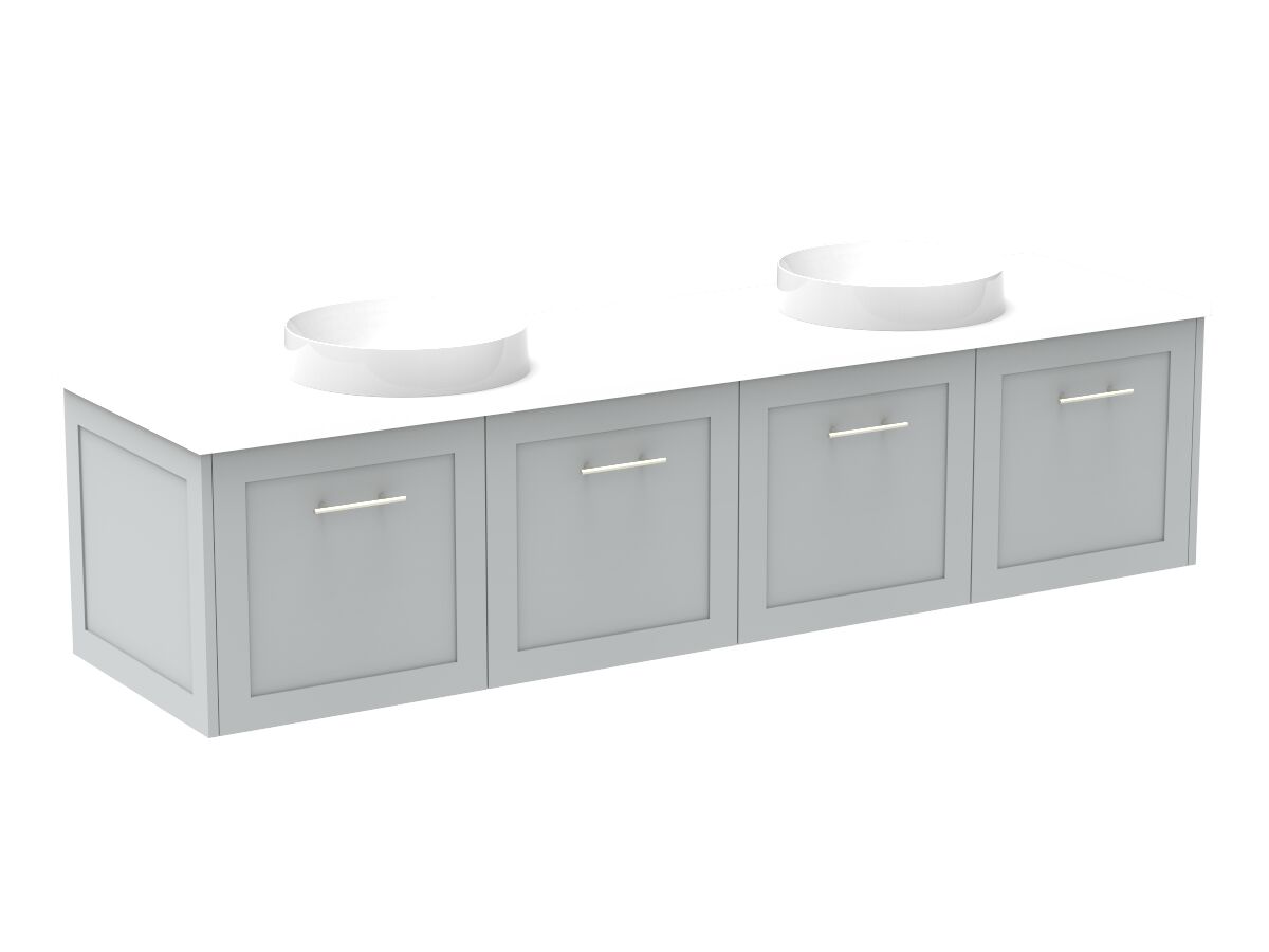 Reece Kado Lux All Door 1800mm Wall Hung Vanity Double Basin 20mm Cherry Pie Top