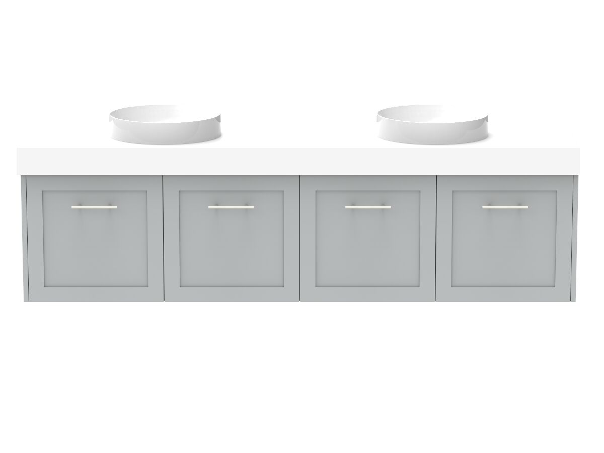 Reece Kado Lux All Door 1800mm Wall Hung Vanity Double Basin 90mm Cherry Pie Top